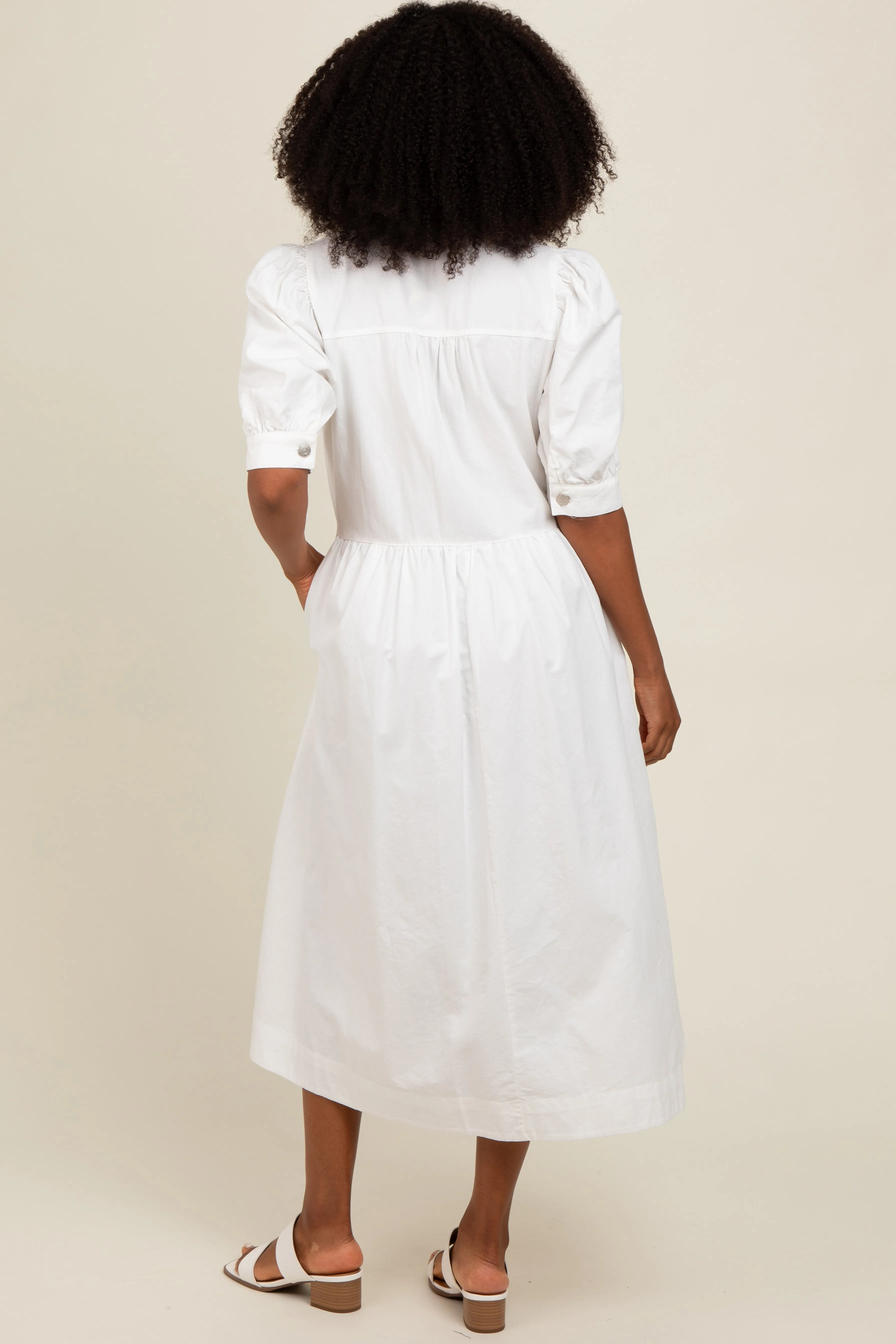 White Half Zip Midi Dress sold by Pinkblush product image thumbnail 3