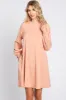 Light Pink Ribbed Mock Neck Long Sleeve Maternity Dress sold by Pinkblush