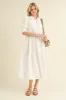 White Half Zip Midi Dress sold by Pinkblush