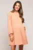 Light Pink Ribbed Mock Neck Long Sleeve Maternity Dress sold by Pinkblush