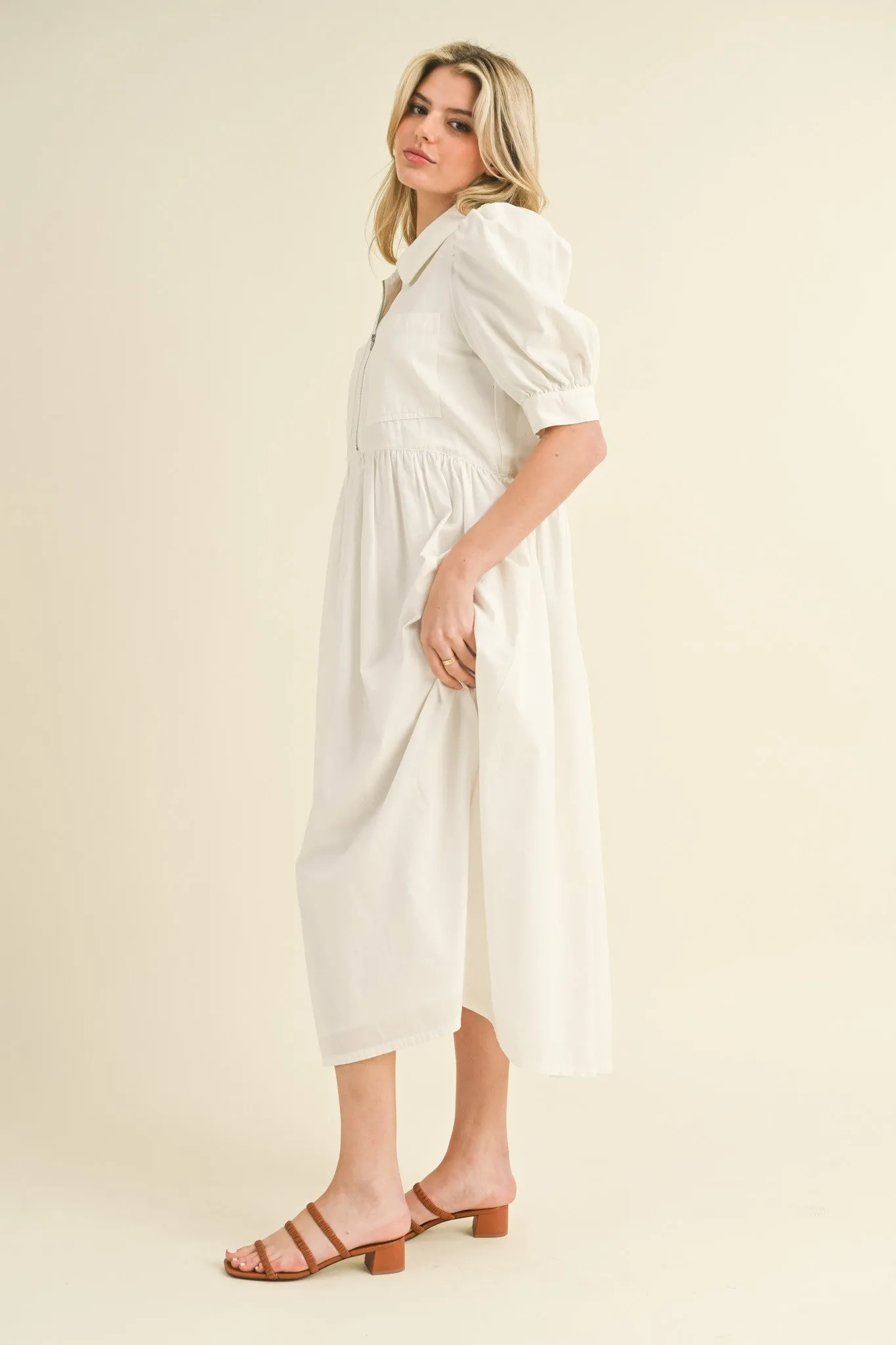 White Half Zip Midi Dress sold by Pinkblush product image thumbnail 5