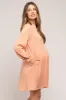 Light Pink Ribbed Mock Neck Long Sleeve Maternity Dress sold by Pinkblush