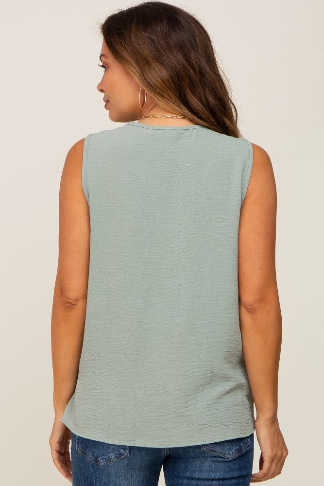 Sage Solid V-Neck Sleeveless Maternity Top sold by Pinkblush product image thumbnail 3
