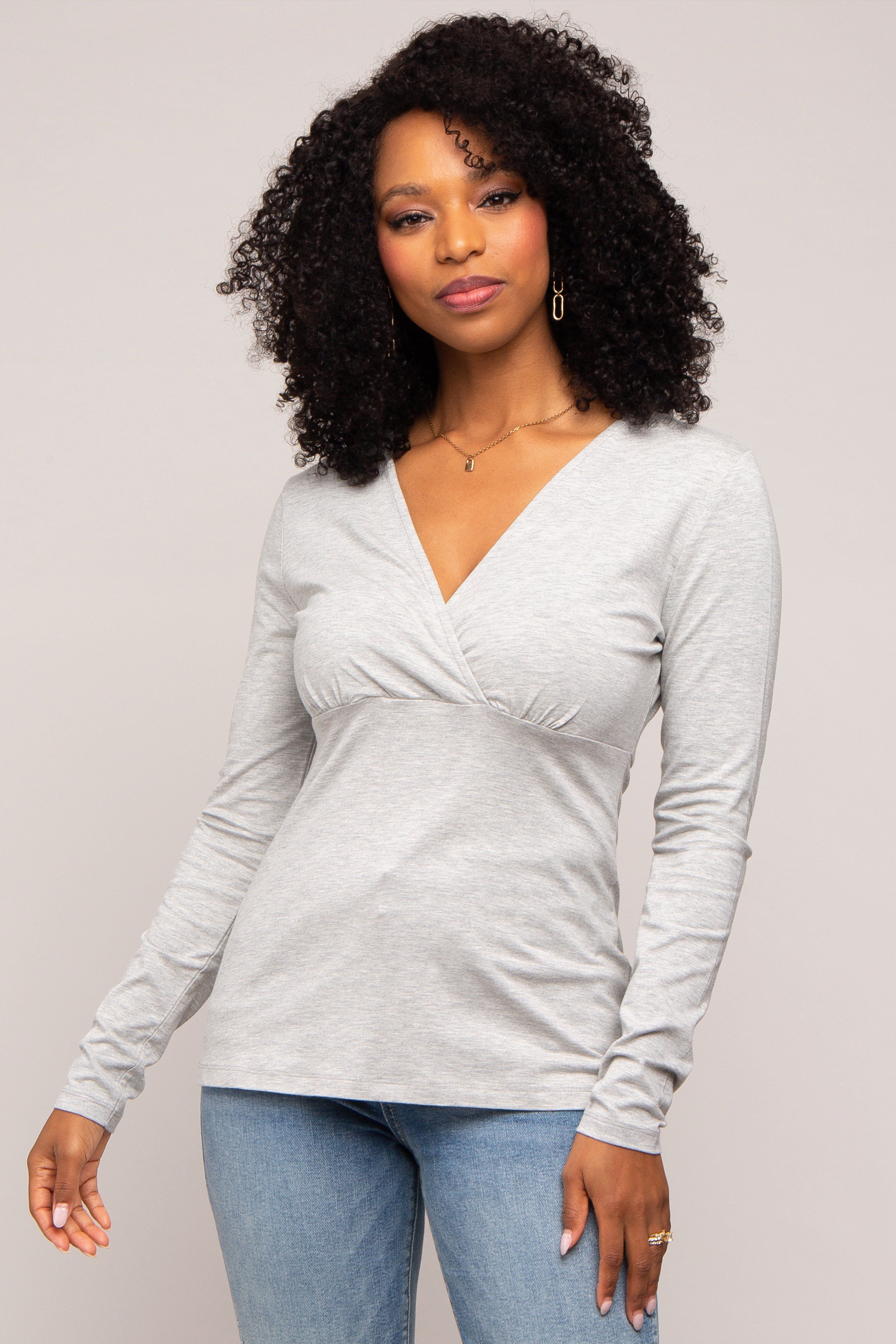 Heather Grey Bravado Designs Long Sleeve Nursing Top sold by Pinkblush