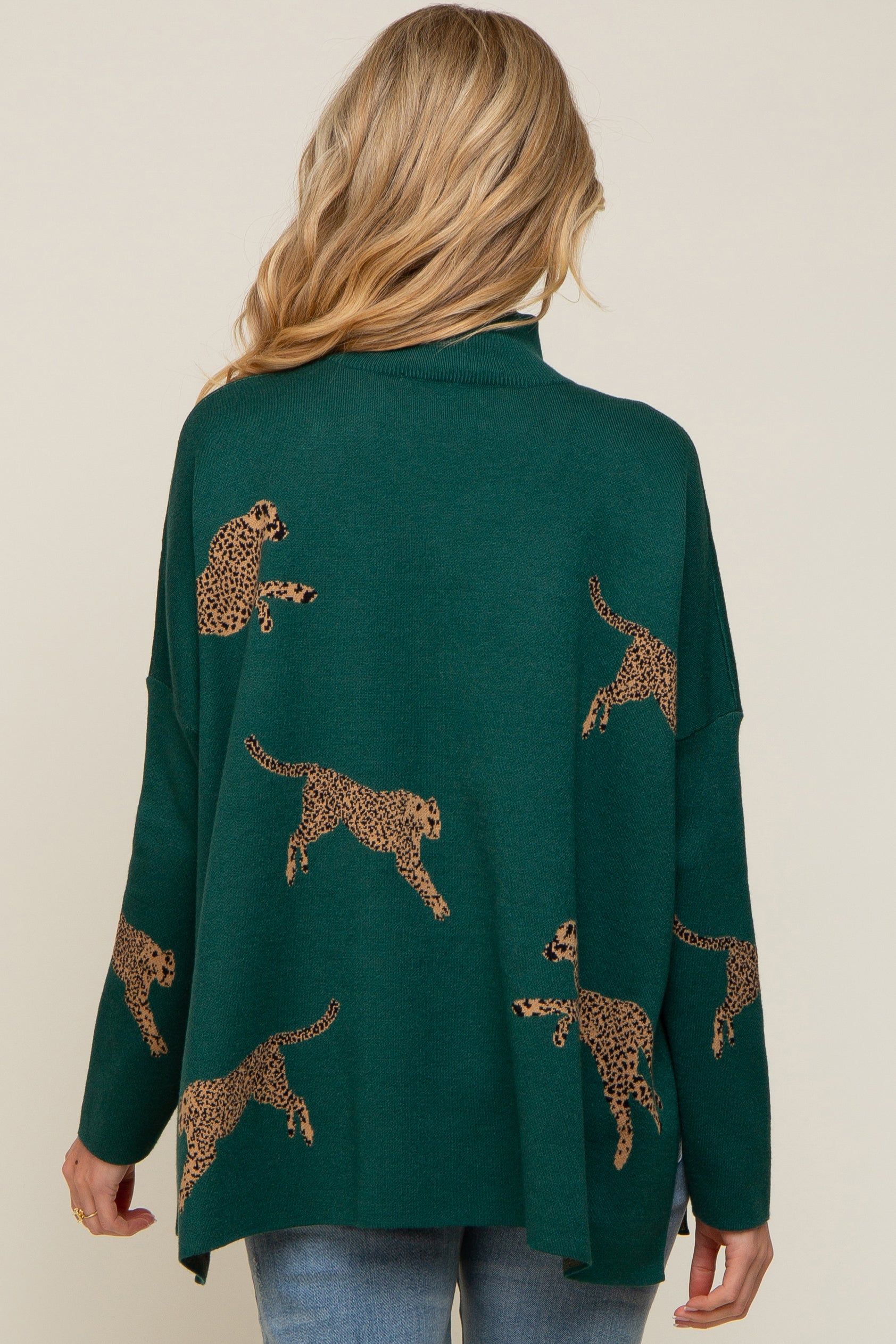 Forest Green Animal Print Side Slit Maternity Sweater sold by Pinkblush product image thumbnail 3