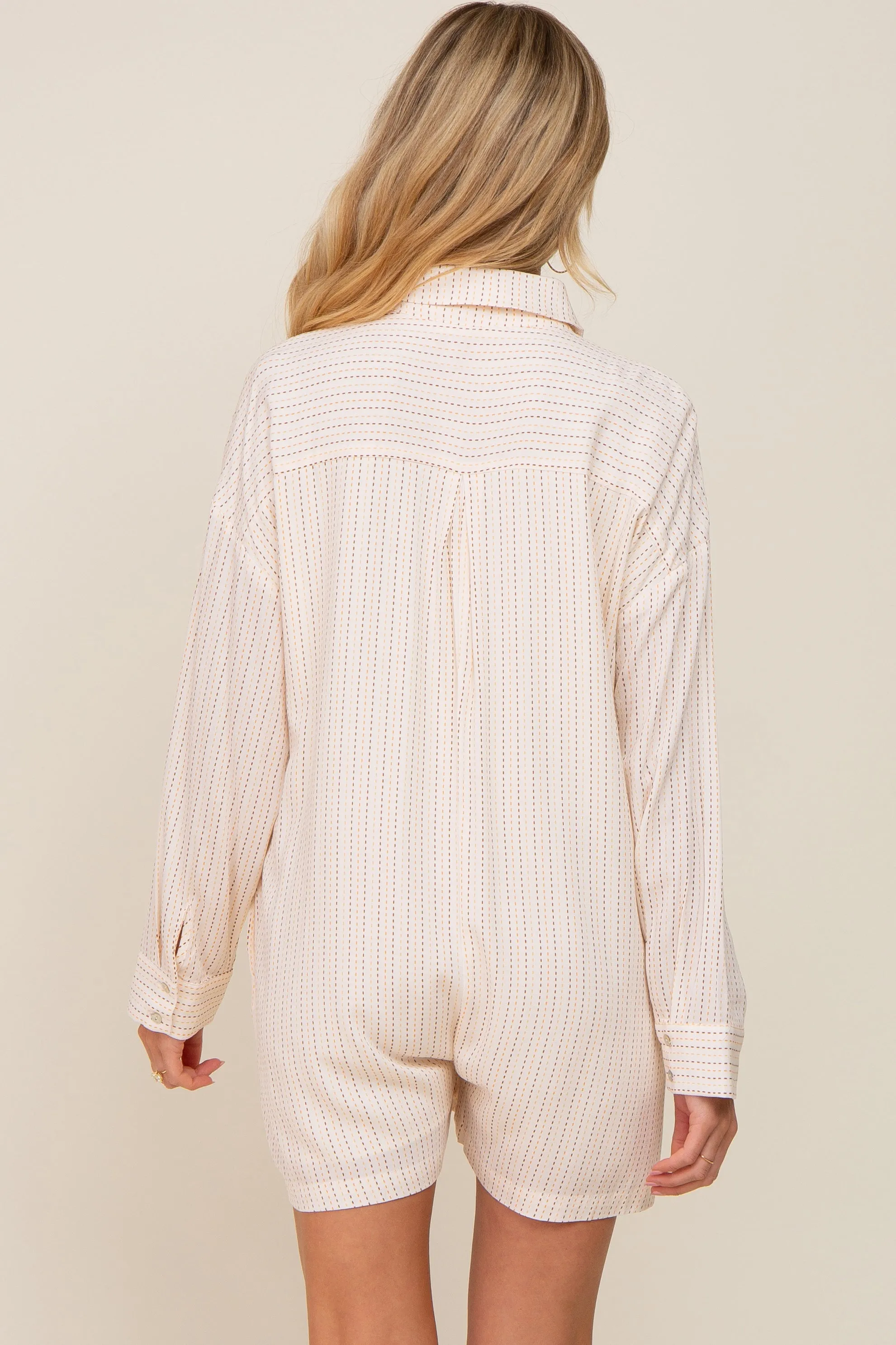 Ivory Dash Stripe Maternity Romper sold by Pinkblush product image thumbnail 5