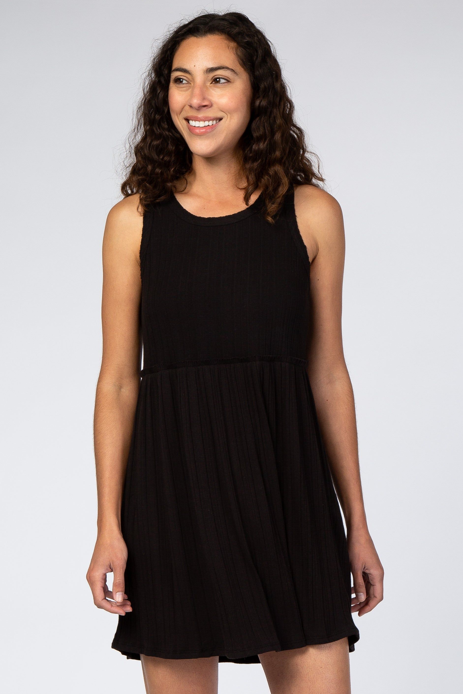 Black Ribbed Sleeveless Dress sold by Pinkblush product image thumbnail 4
