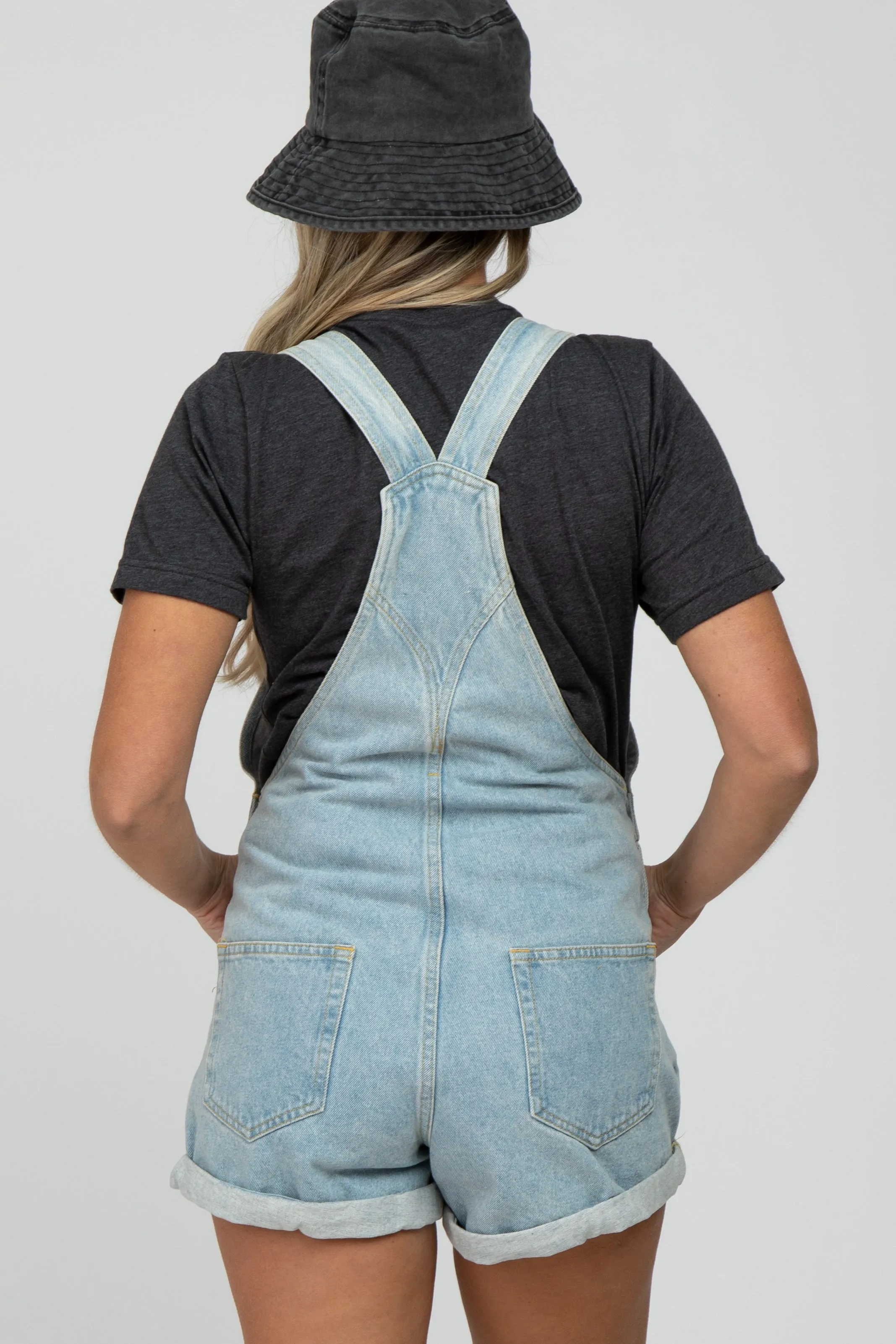 Light Blue Maternity Denim Short Overalls sold by Pinkblush product image thumbnail 5