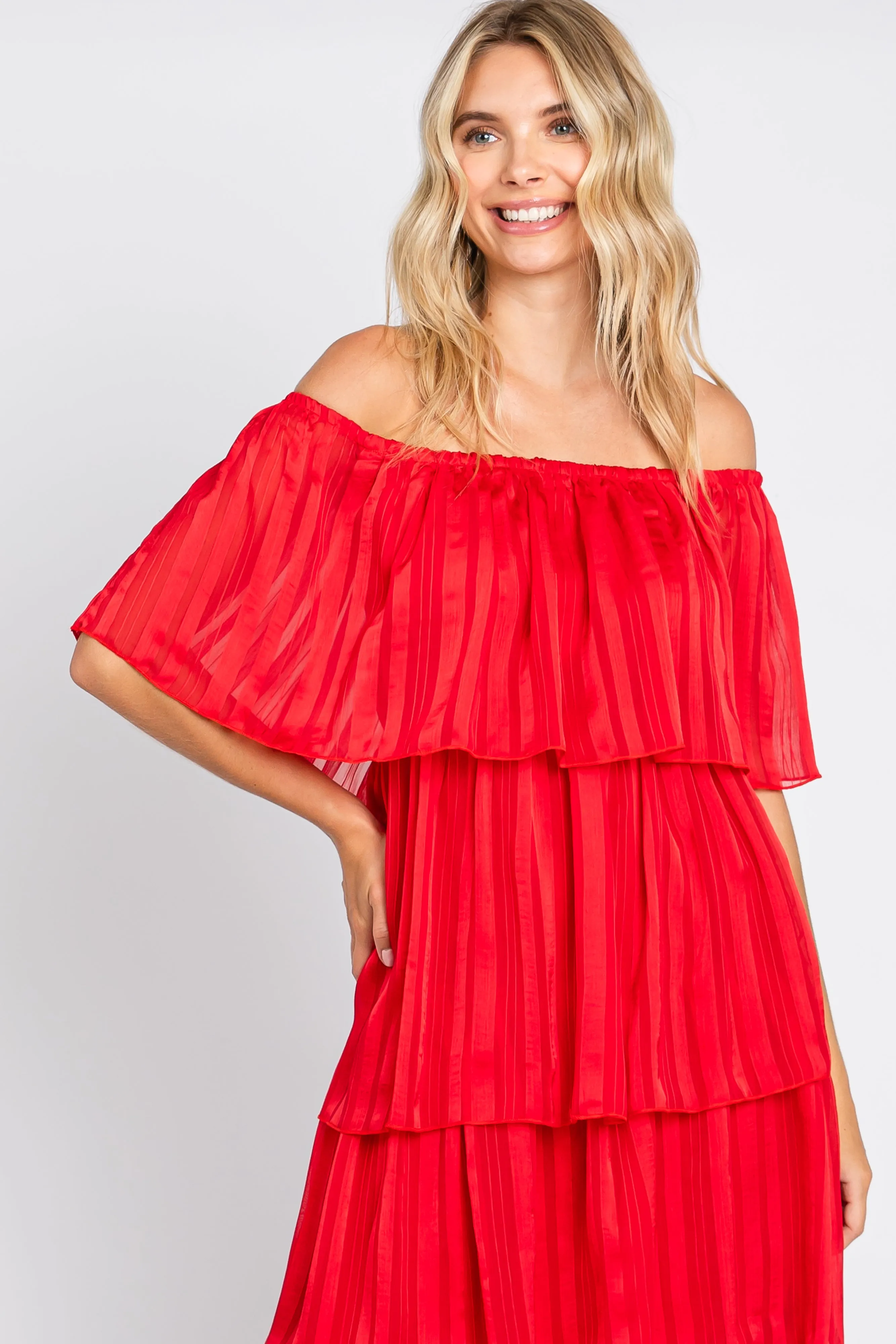 Red Striped Layered Midi Dress sold by Pinkblush product image thumbnail 5