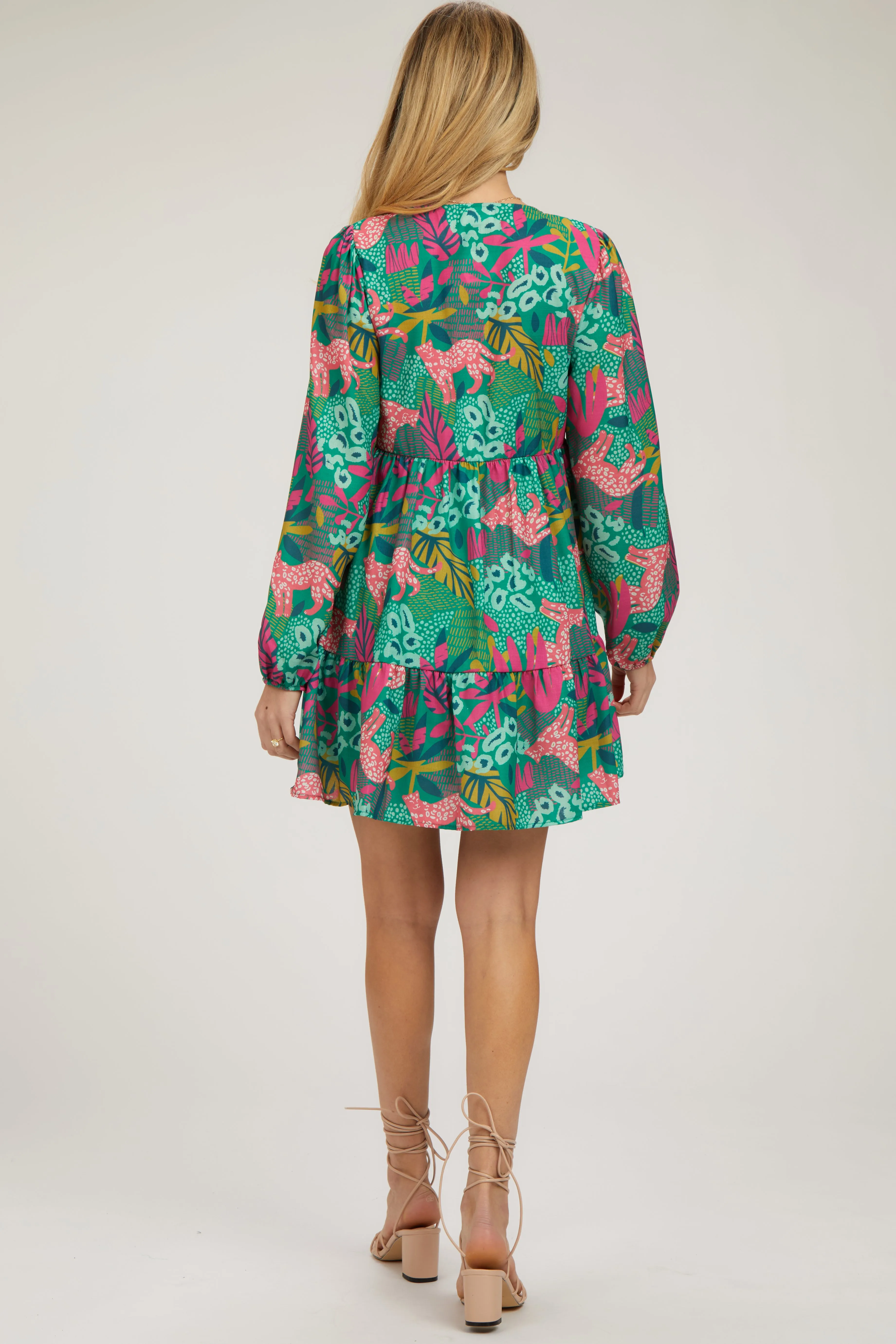 Green Floral V-Neck Ruffle Hem Maternity Dress sold by Pinkblush product image thumbnail 2