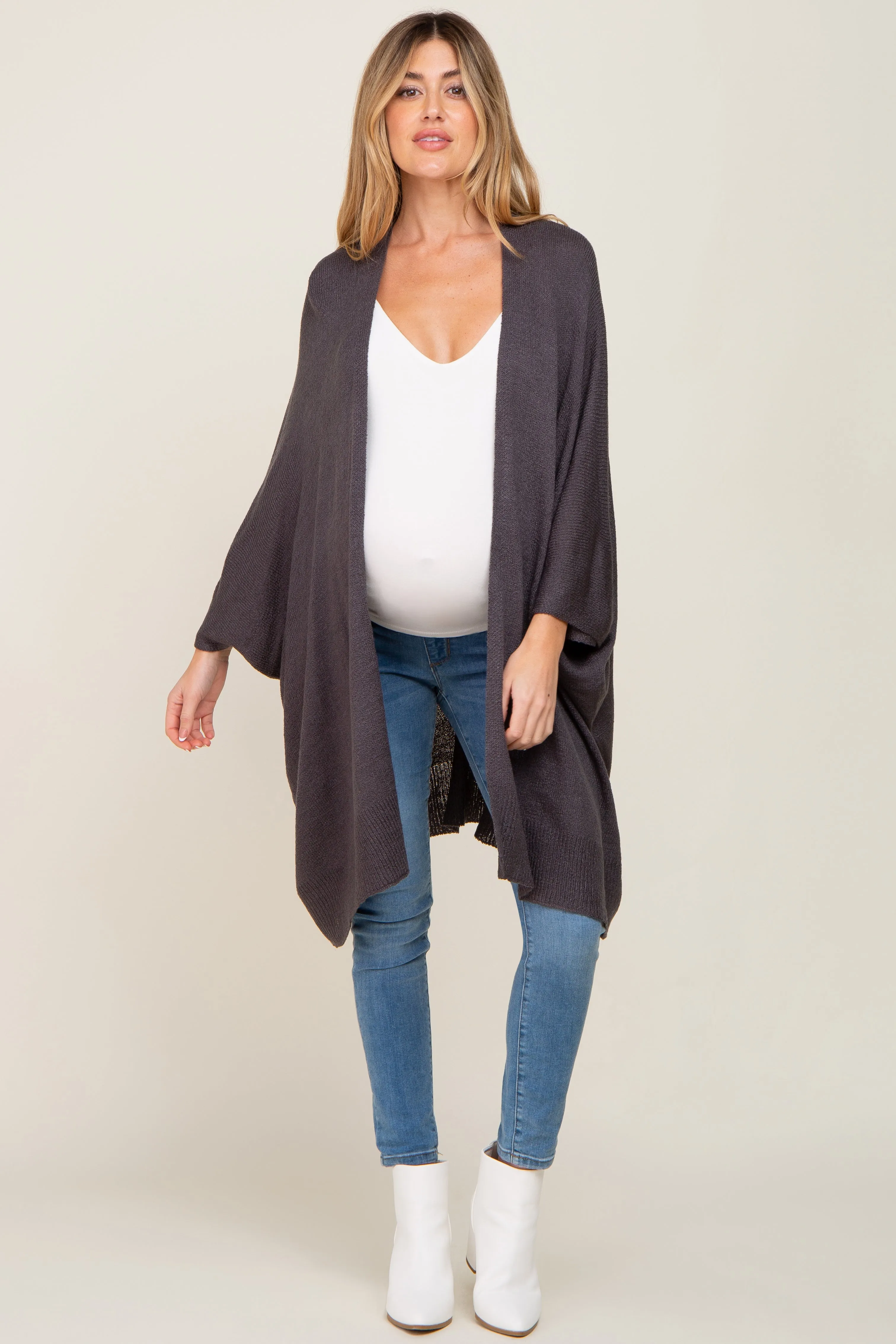 Charcoal Knit Open Front Maternity Cardigan sold by Pinkblush product image thumbnail 4
