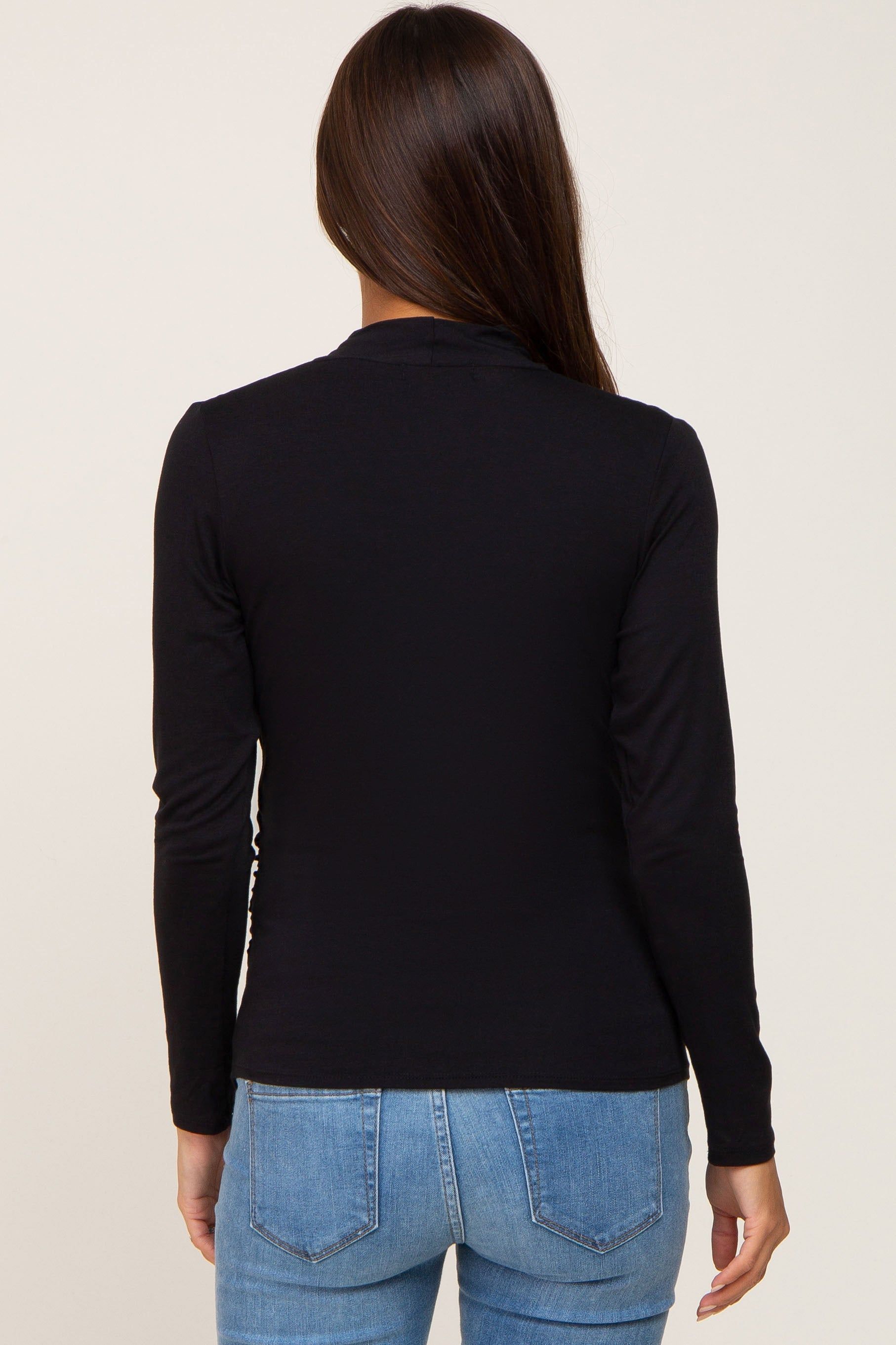 Black Long Sleeve Wrap Maternity Nursing Top sold by Pinkblush product image thumbnail 3