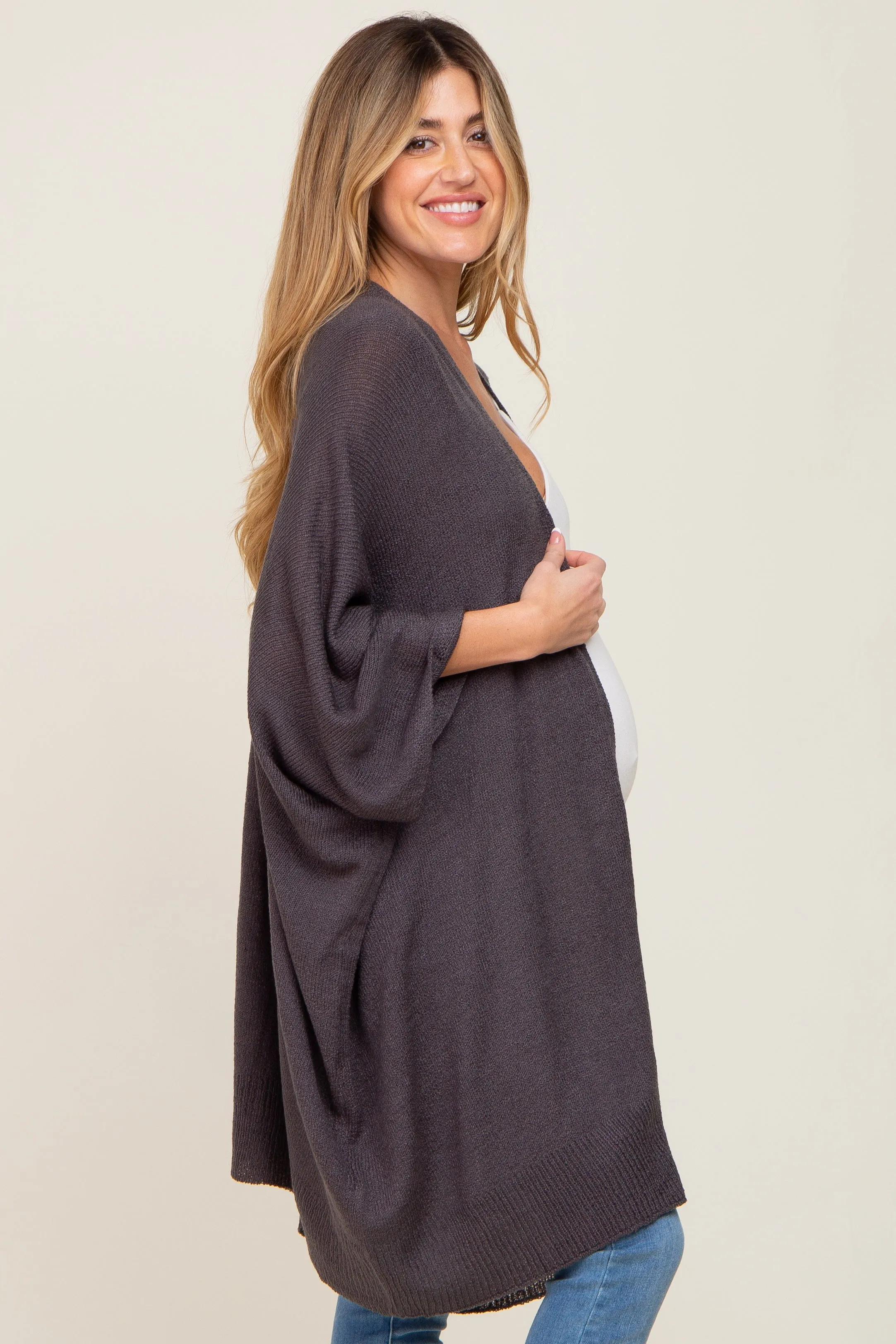 Charcoal Knit Open Front Maternity Cardigan sold by Pinkblush product image thumbnail 2