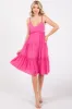 Fuchsia Ruffle Tiered Cutout Back Tie Maternity Dress sold by Pinkblush