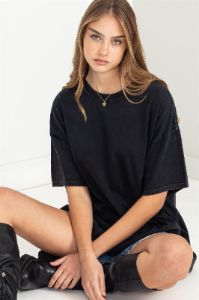 Black Faded Oversized Maternity T-Shirt sold by Pinkblush