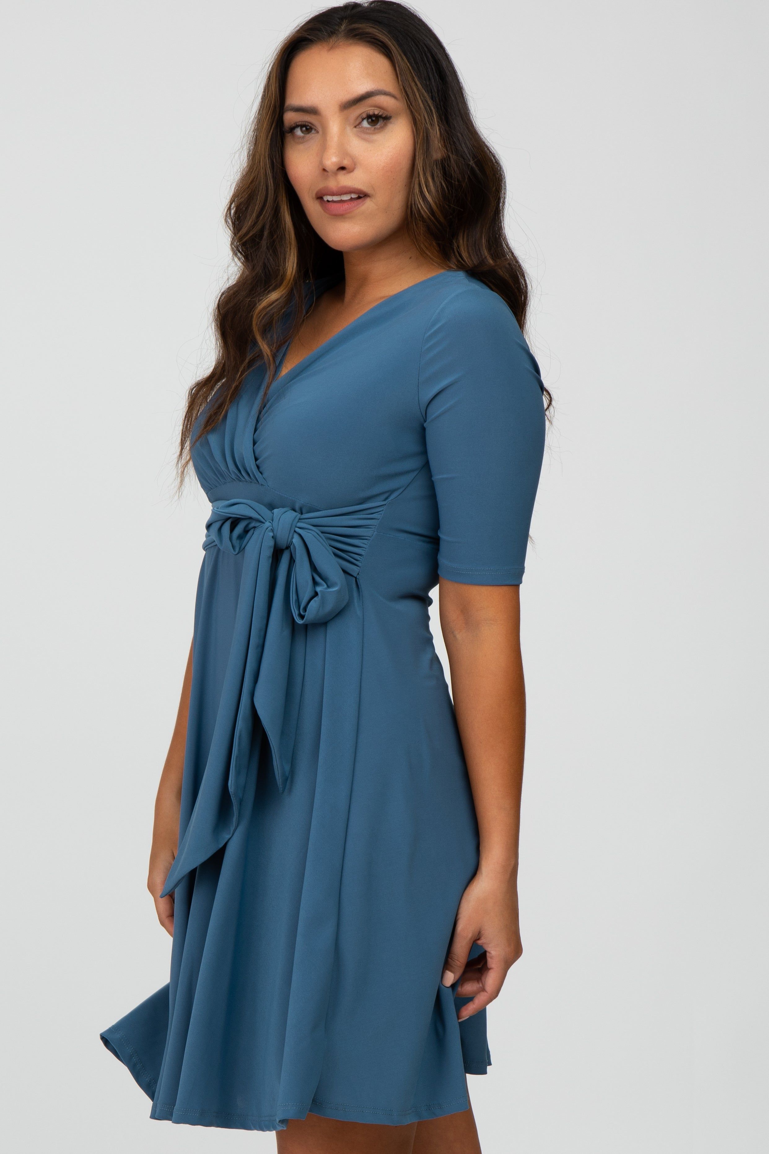 Blue Waist Tie Nursing Dress sold by Pinkblush product image thumbnail 3