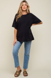 Black Faded Oversized Maternity T-Shirt sold by Pinkblush