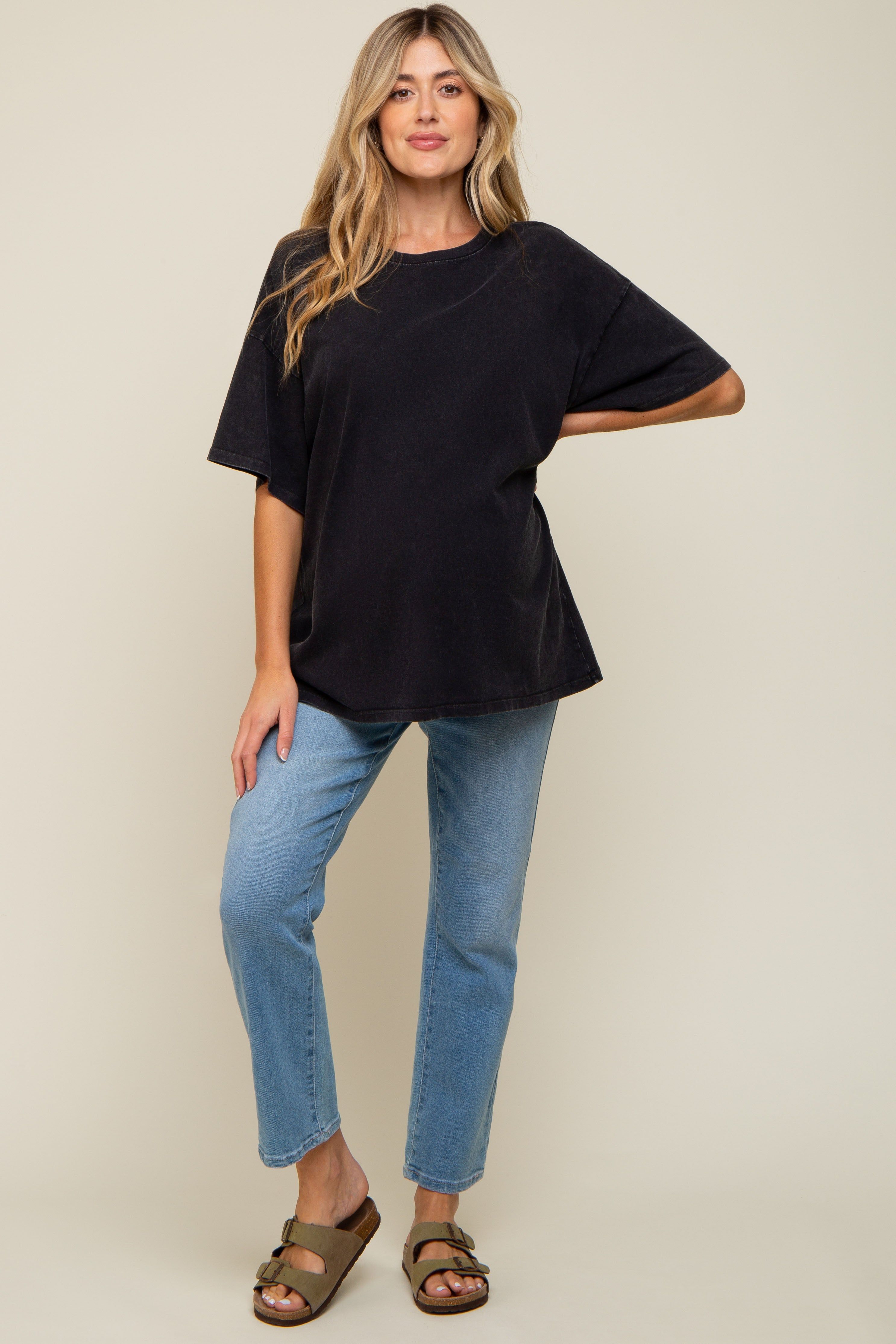 Black Faded Oversized Maternity T-Shirt sold by Pinkblush product image thumbnail 4