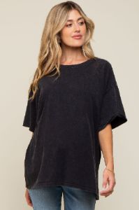 Black Faded Oversized Maternity T-Shirt sold by Pinkblush