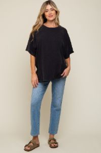 Black Faded Oversized Maternity T-Shirt sold by Pinkblush