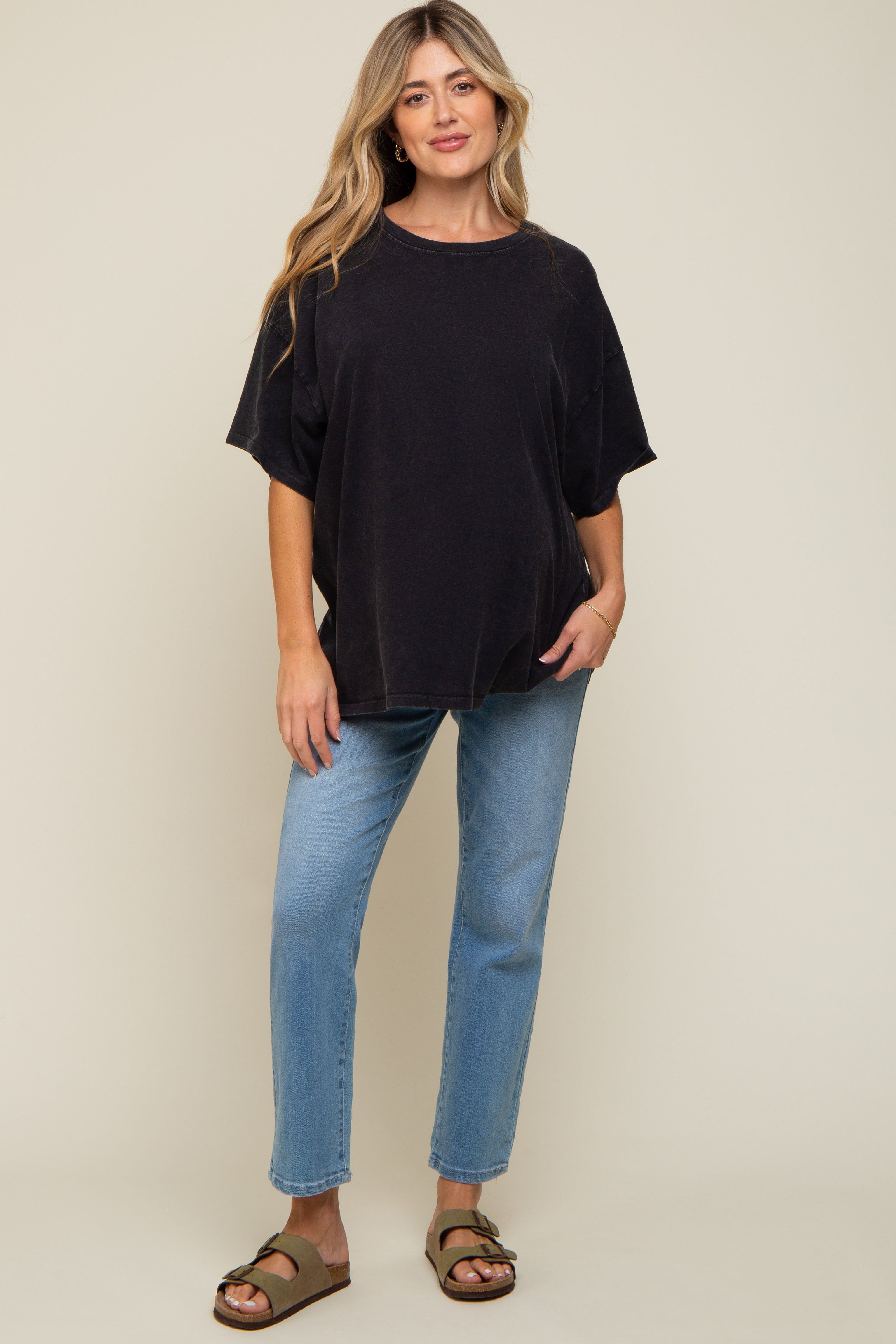 Black Faded Oversized Maternity T-Shirt sold by Pinkblush product image thumbnail 5