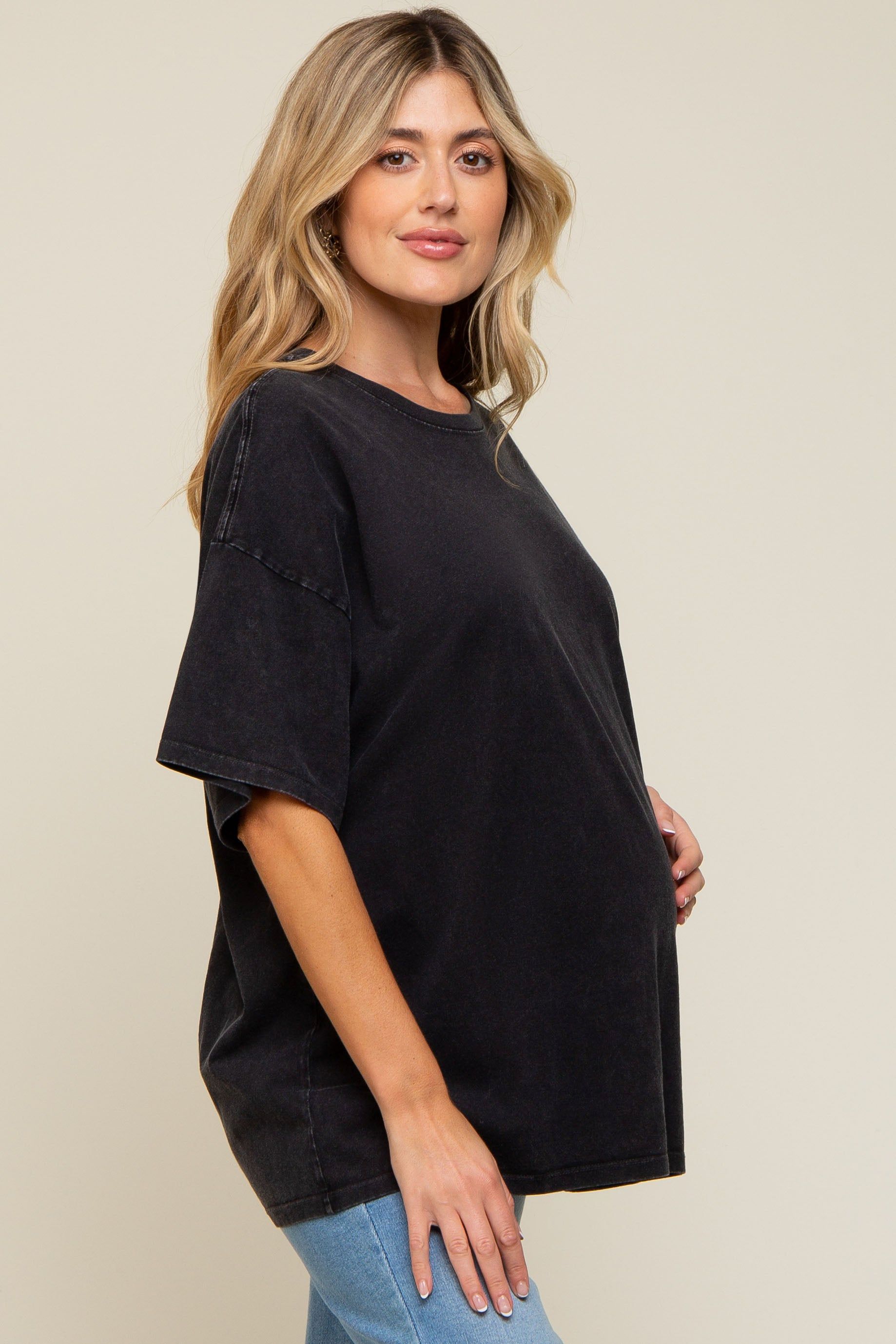 Black Faded Oversized Maternity T-Shirt sold by Pinkblush product image thumbnail 2