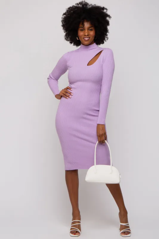 Lavender Cutout Fitted Knit Dress sold by Pinkblush