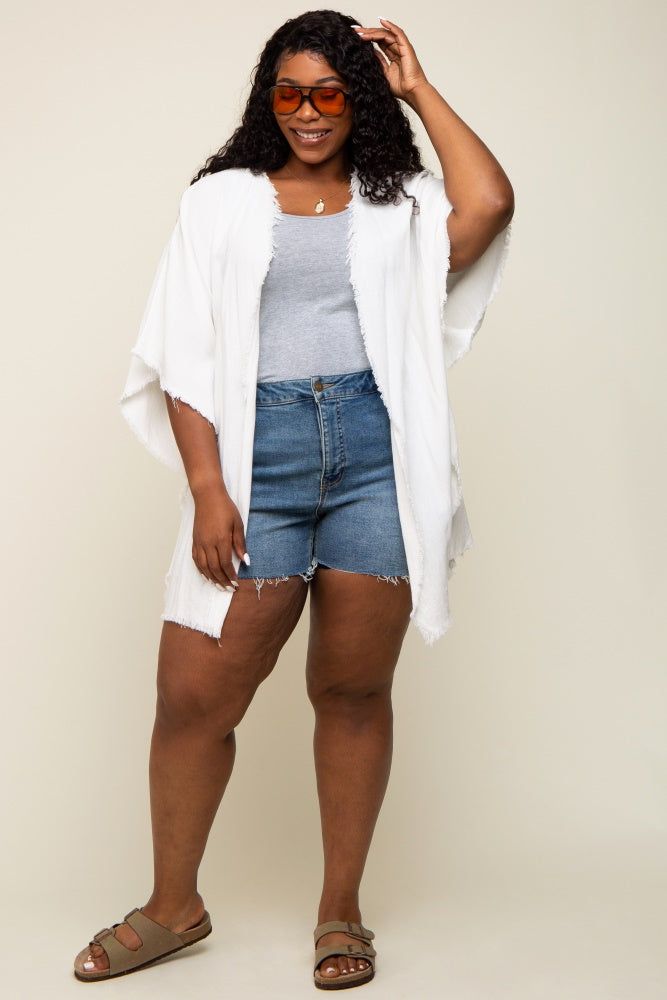 Ivory Fringe Plus Dolman Sleeve Cover Up sold by Pinkblush product image thumbnail 4