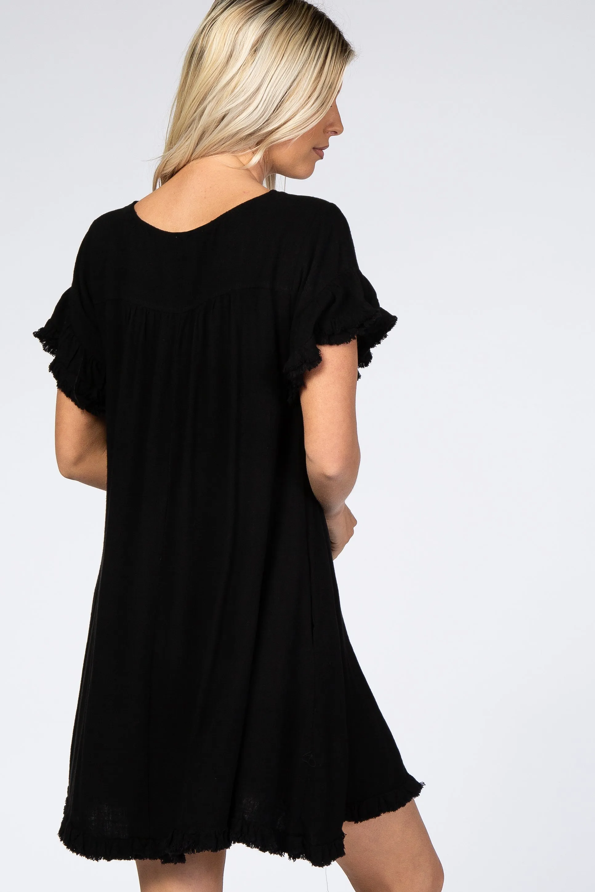 Black Fringe Linen Dress sold by Pinkblush product image thumbnail 3