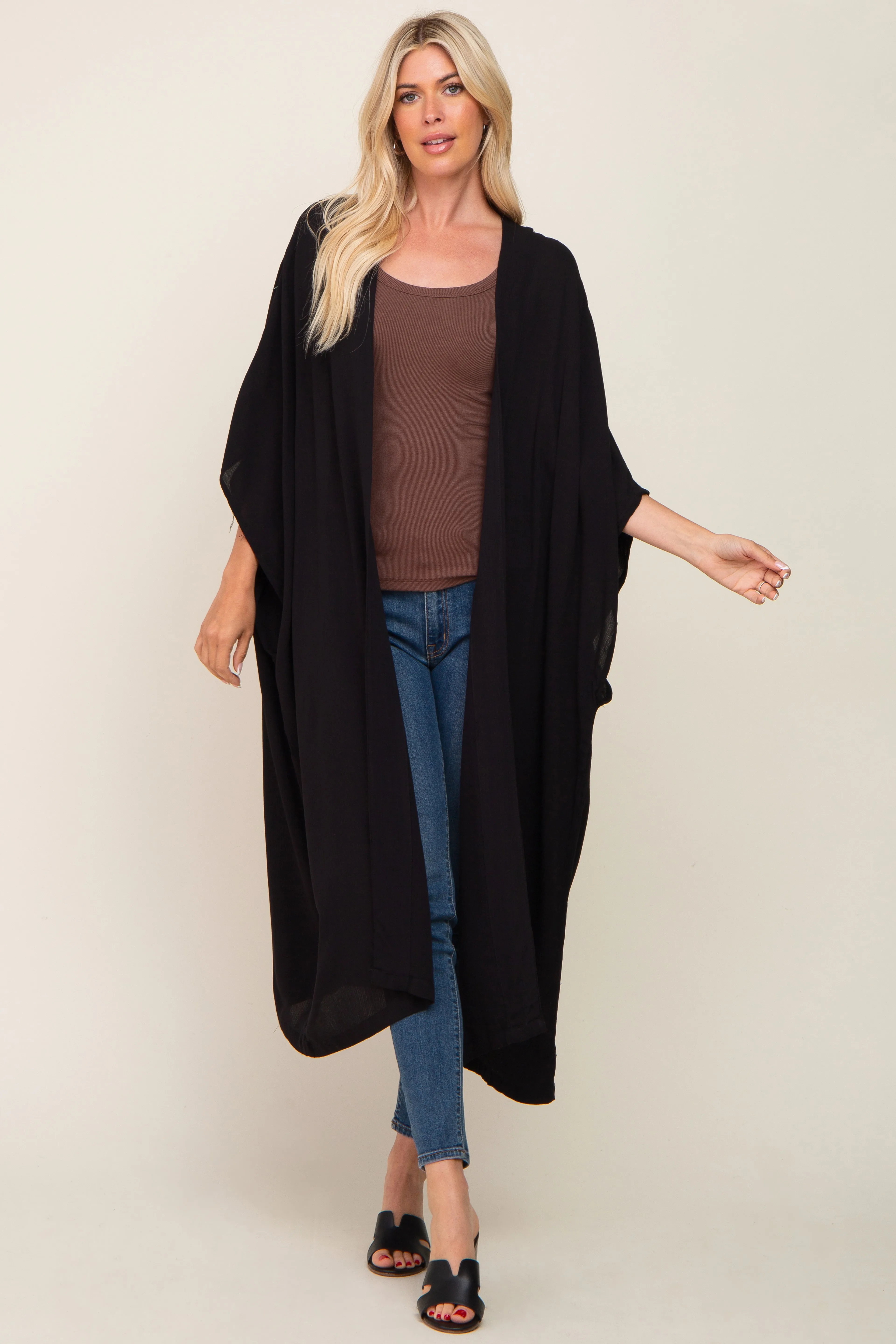 Black Open Front Long Coverup sold by Pinkblush product image thumbnail 4