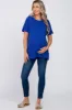 Royal Blue Oversized Short Sleeve Maternity Top sold by Pinkblush