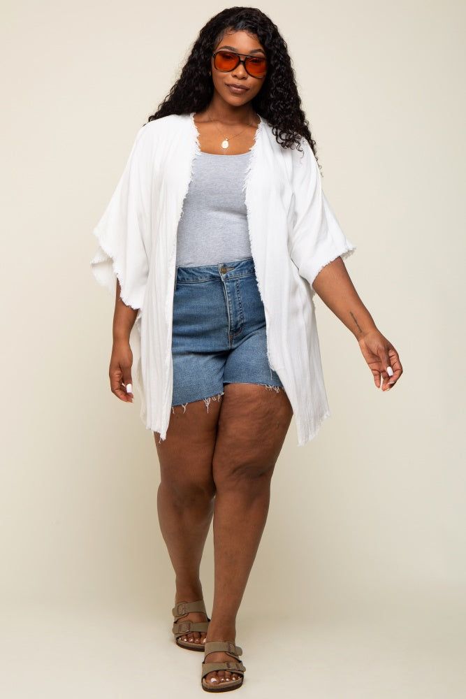 Ivory Fringe Plus Dolman Sleeve Cover Up sold by Pinkblush product image thumbnail 5