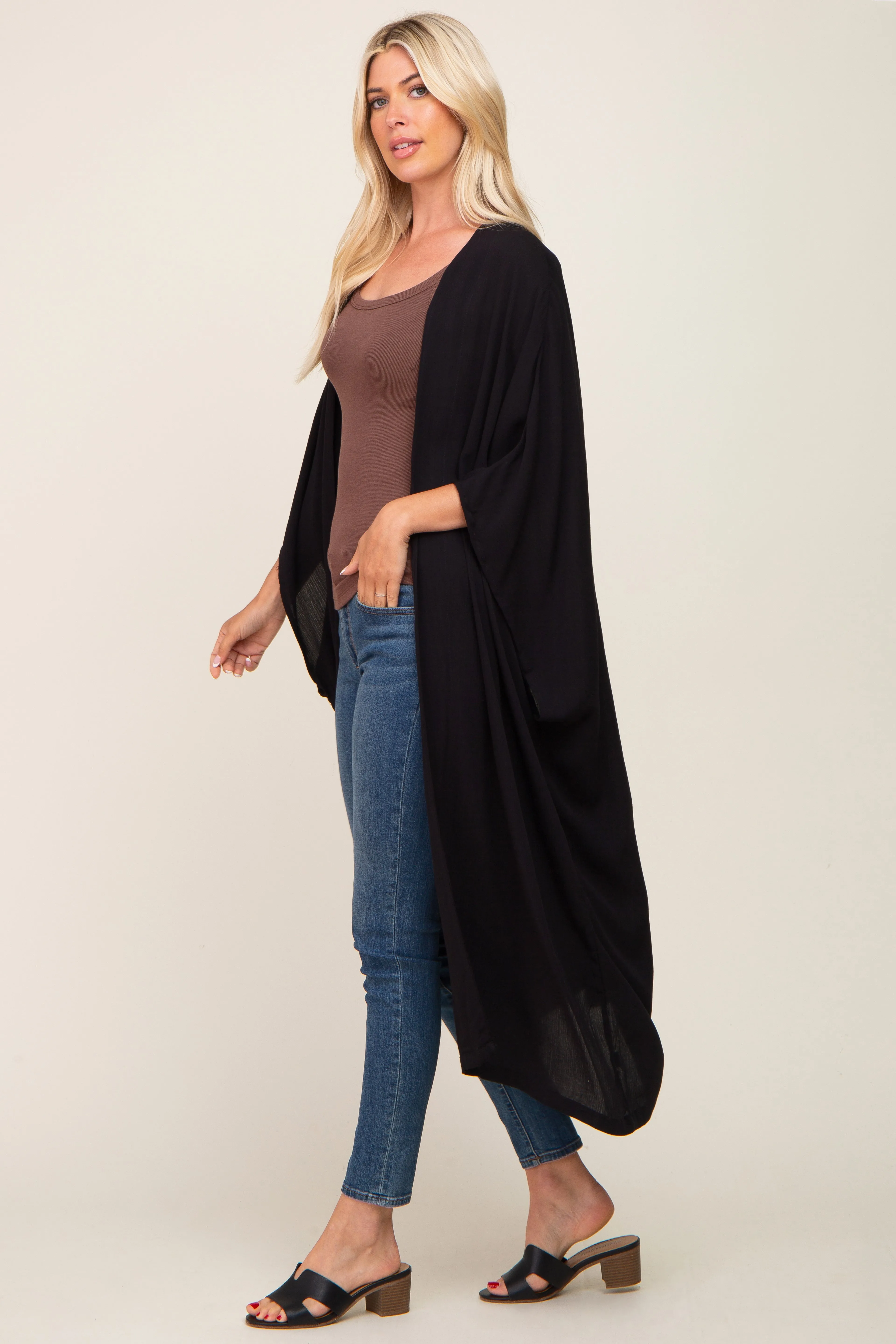 Black Open Front Long Coverup sold by Pinkblush product image thumbnail 2
