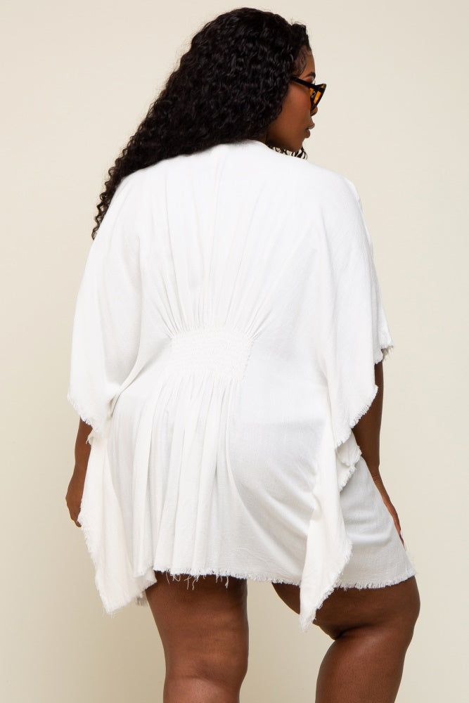Ivory Fringe Plus Dolman Sleeve Cover Up sold by Pinkblush product image thumbnail 3