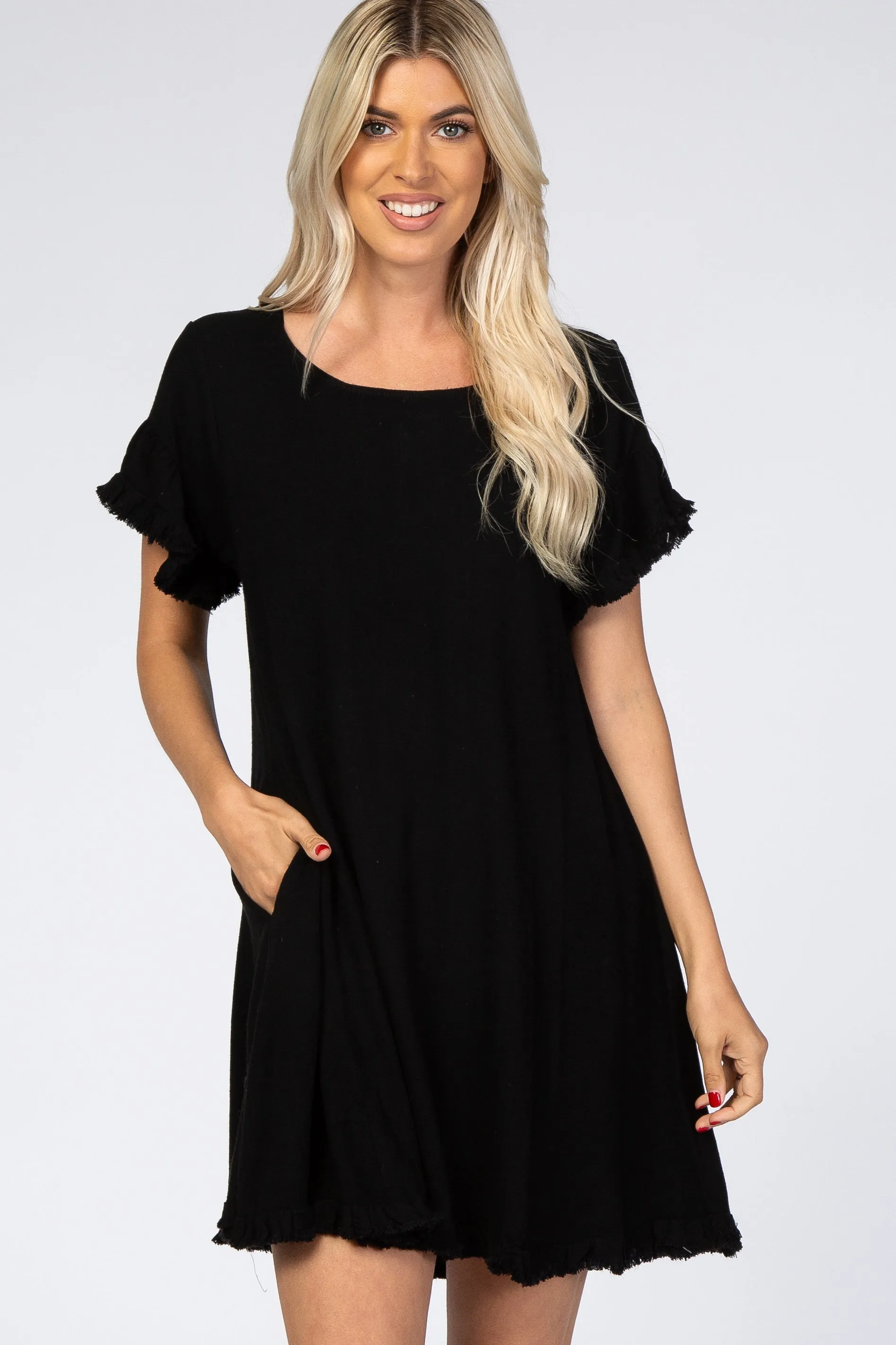 Black Fringe Linen Dress sold by Pinkblush product image thumbnail 5