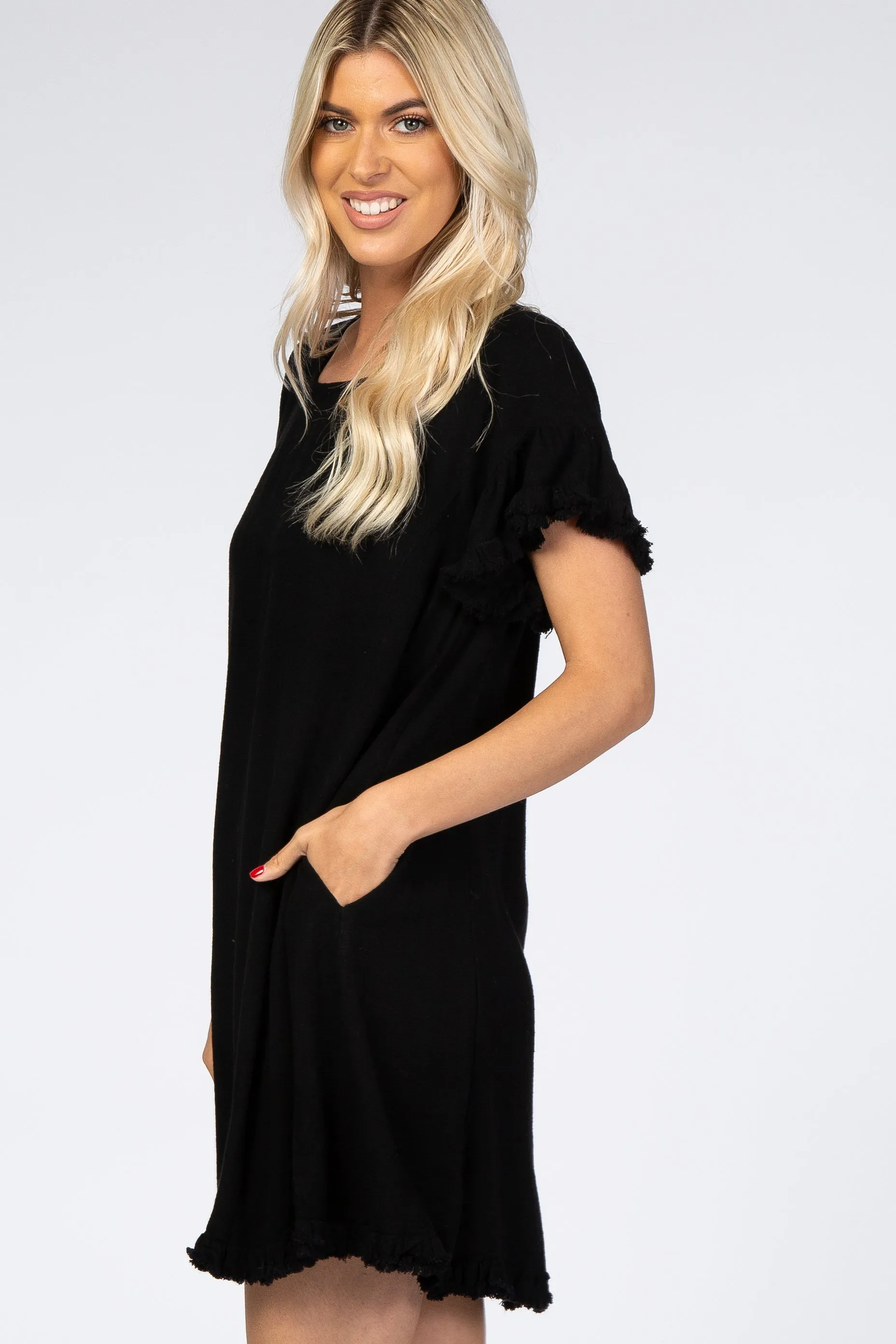 Black Fringe Linen Dress sold by Pinkblush product image thumbnail 2