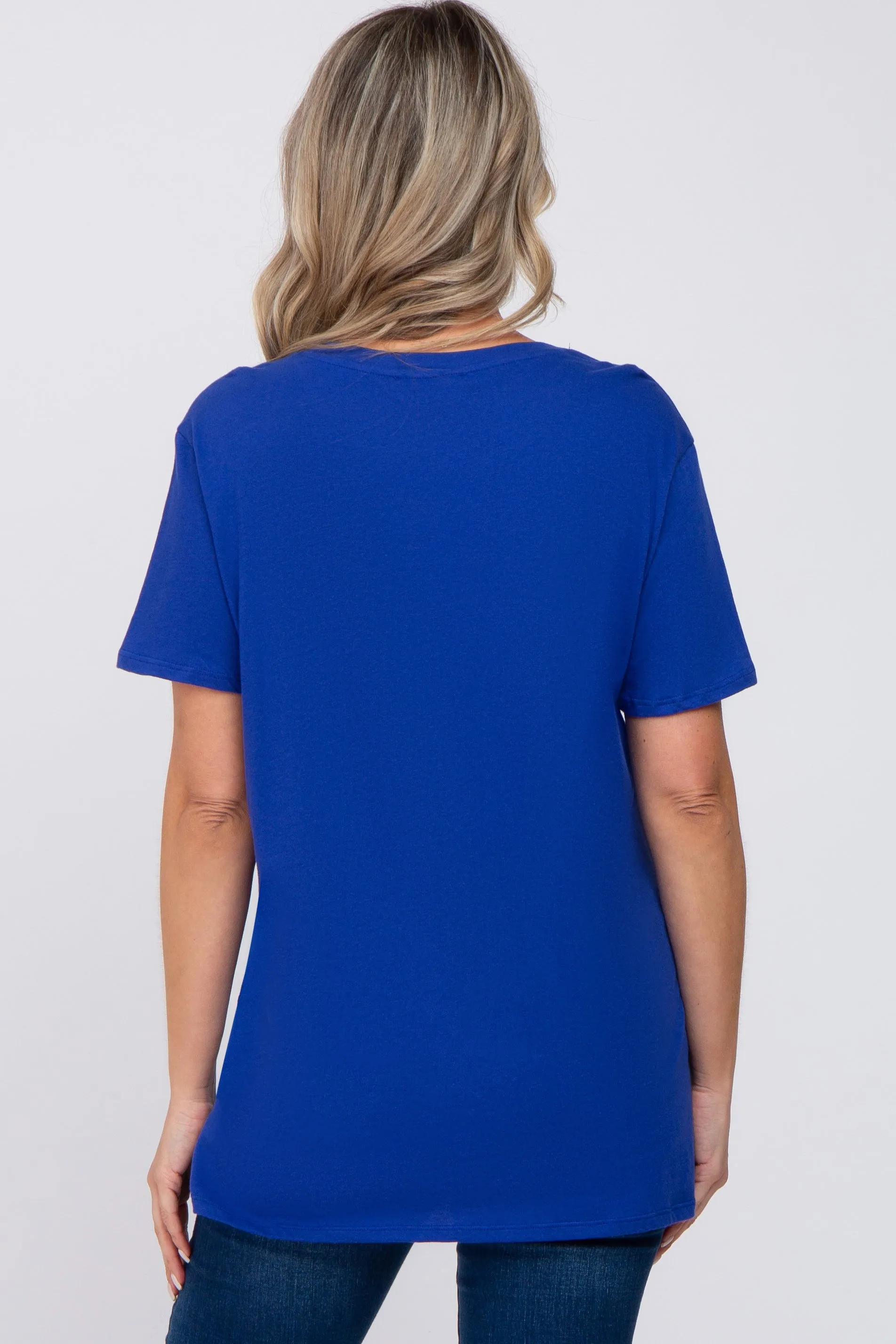 Royal Blue Oversized Short Sleeve Maternity Top sold by Pinkblush product image thumbnail 3