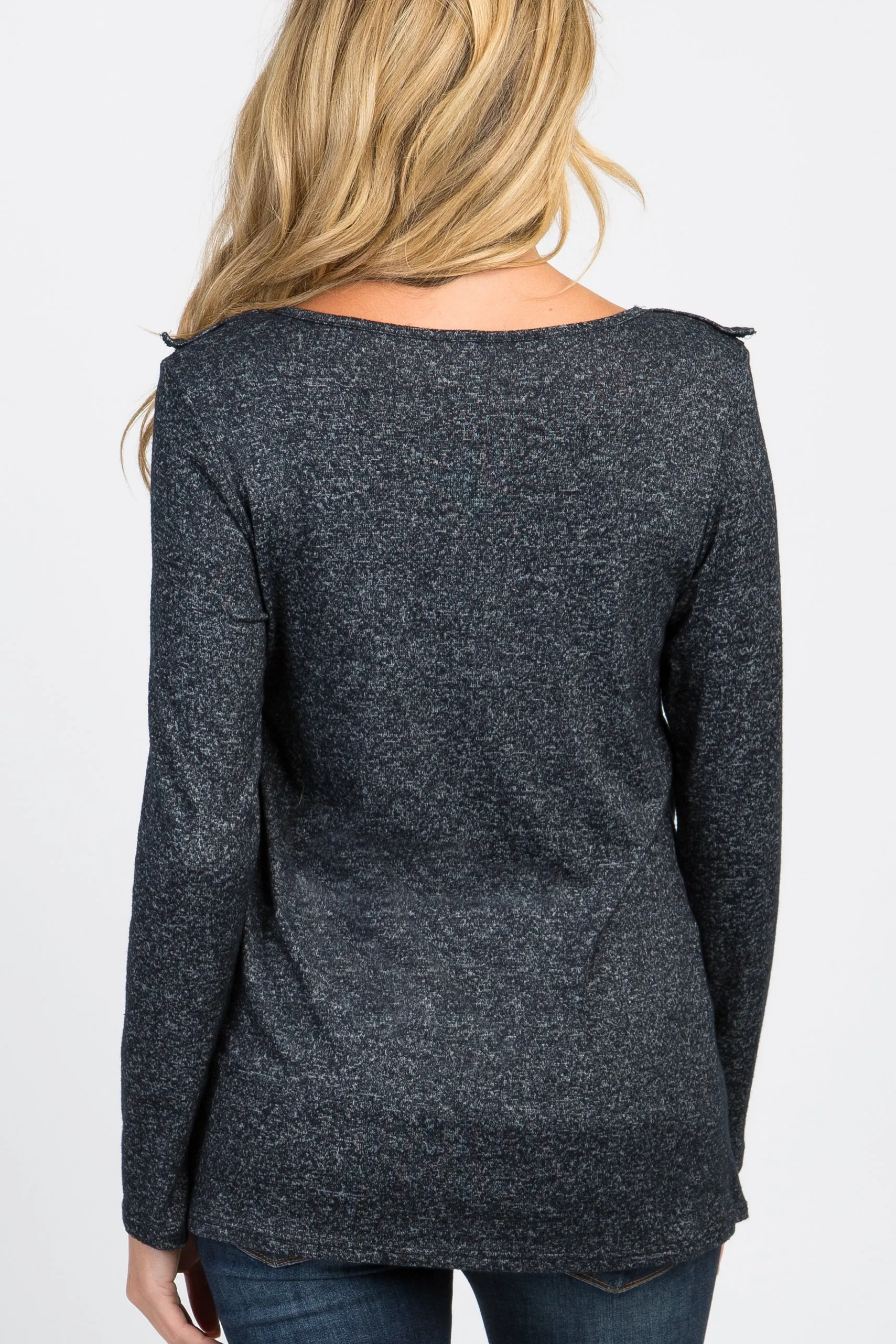 PinkBlush Black Heather Ruffle Trim Maternity Nursing Wrap Top sold by Pinkblush product image thumbnail 3