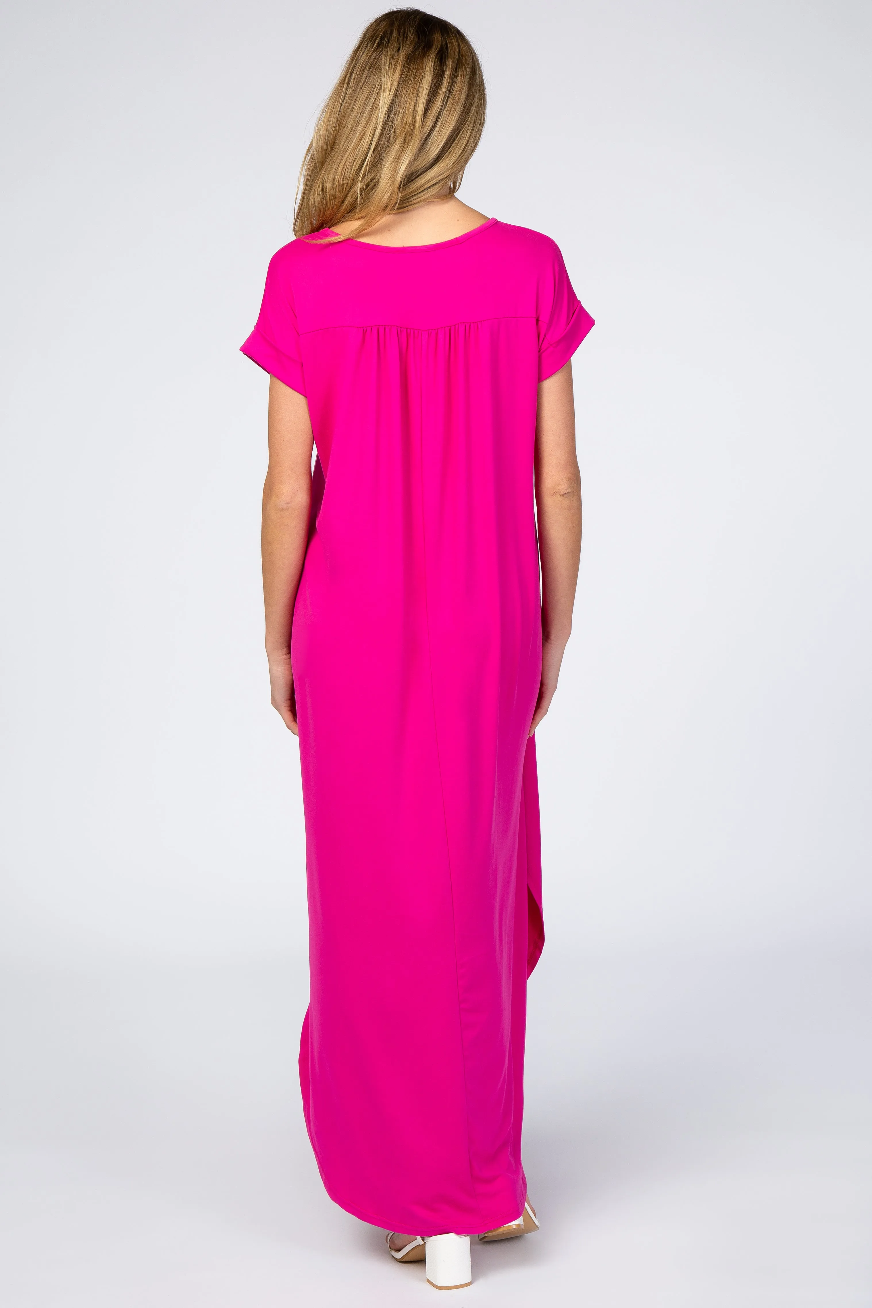 Fuchsia Side Slit Maternity Maxi Dress sold by Pinkblush product image thumbnail 3