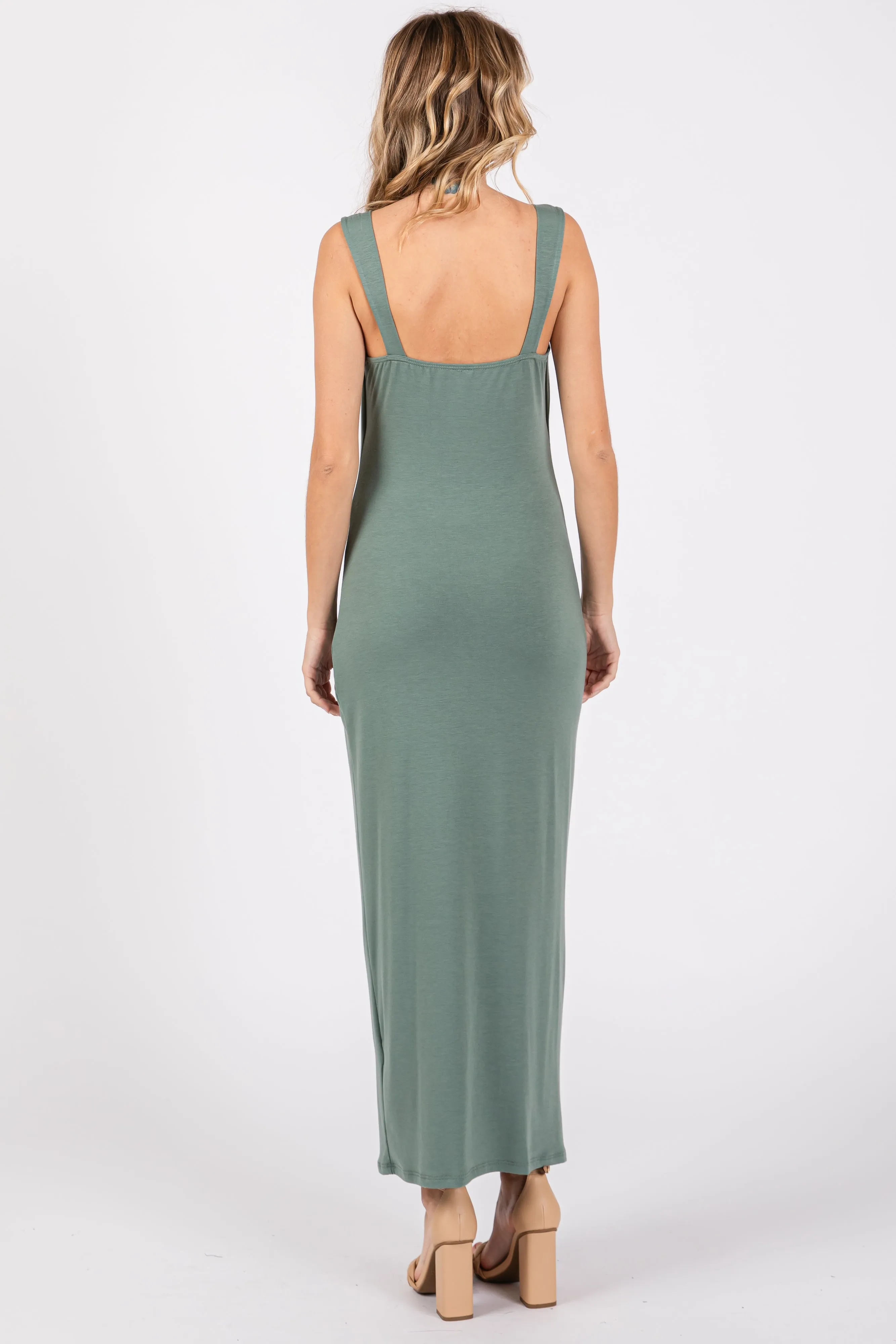 Light Olive Cowl Neck Sleeveless Midi Dress sold by Pinkblush product image thumbnail 3