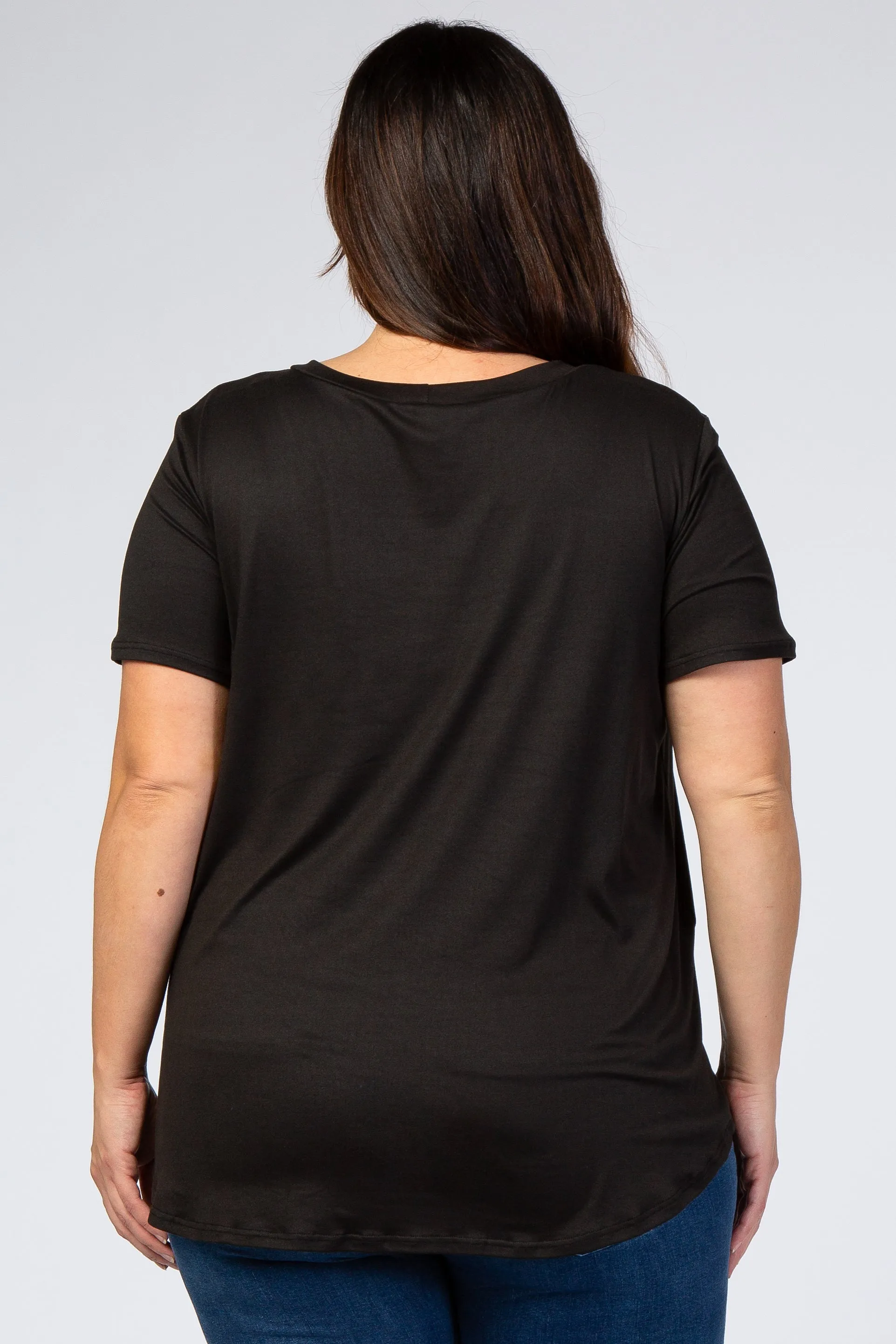Black Round Hem Short Sleeve Plus Top sold by Pinkblush product image thumbnail 3