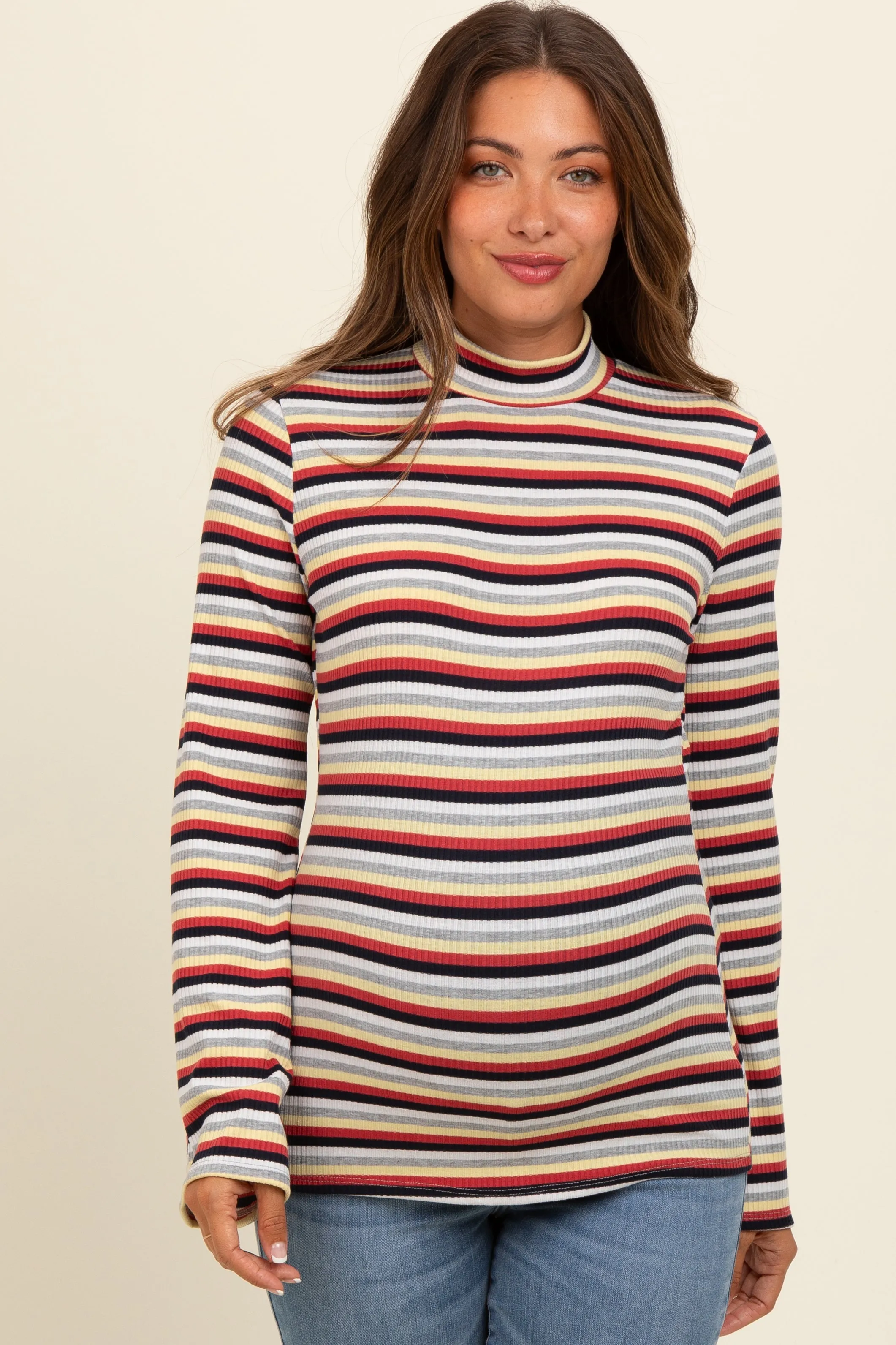 Navy Striped Knit Bell Sleeve Maternity Top sold by Pinkblush product image thumbnail 2