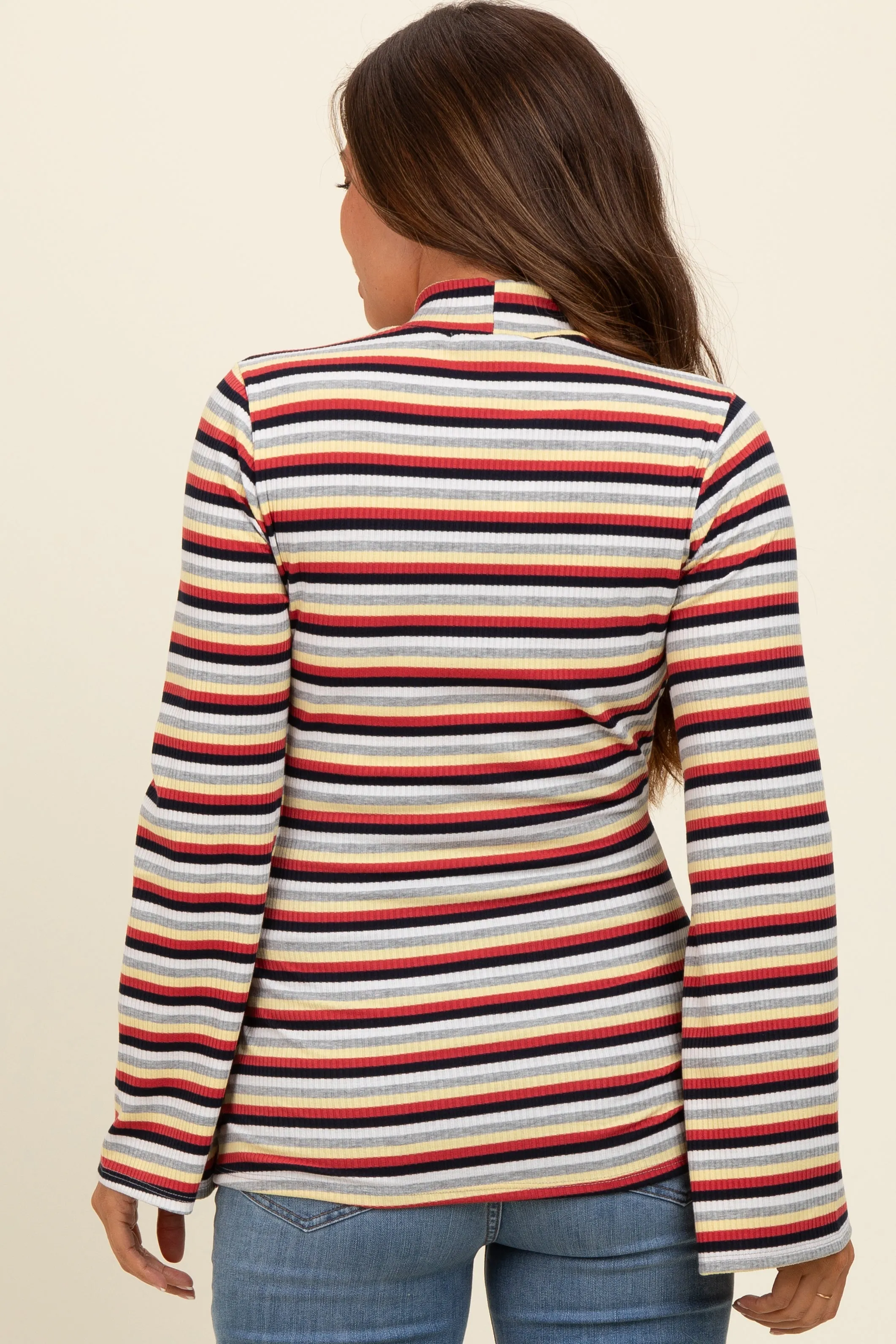 Navy Striped Knit Bell Sleeve Maternity Top sold by Pinkblush product image thumbnail 4