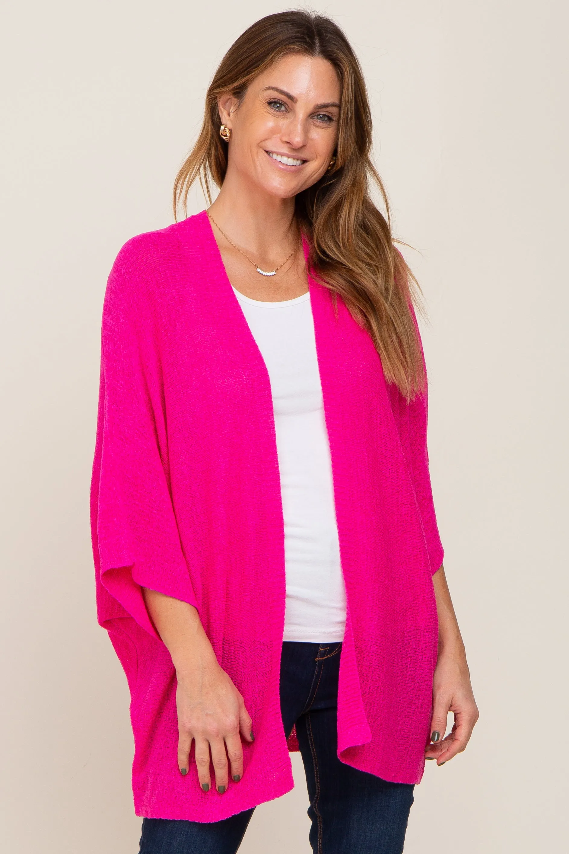 Fuchsia Dolman Short Sleeve Maternity Cardigan sold by Pinkblush product image thumbnail 5