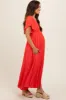 Coral V-Neck Flutter Short Sleeve Maternity Midi Dress sold by Pinkblush