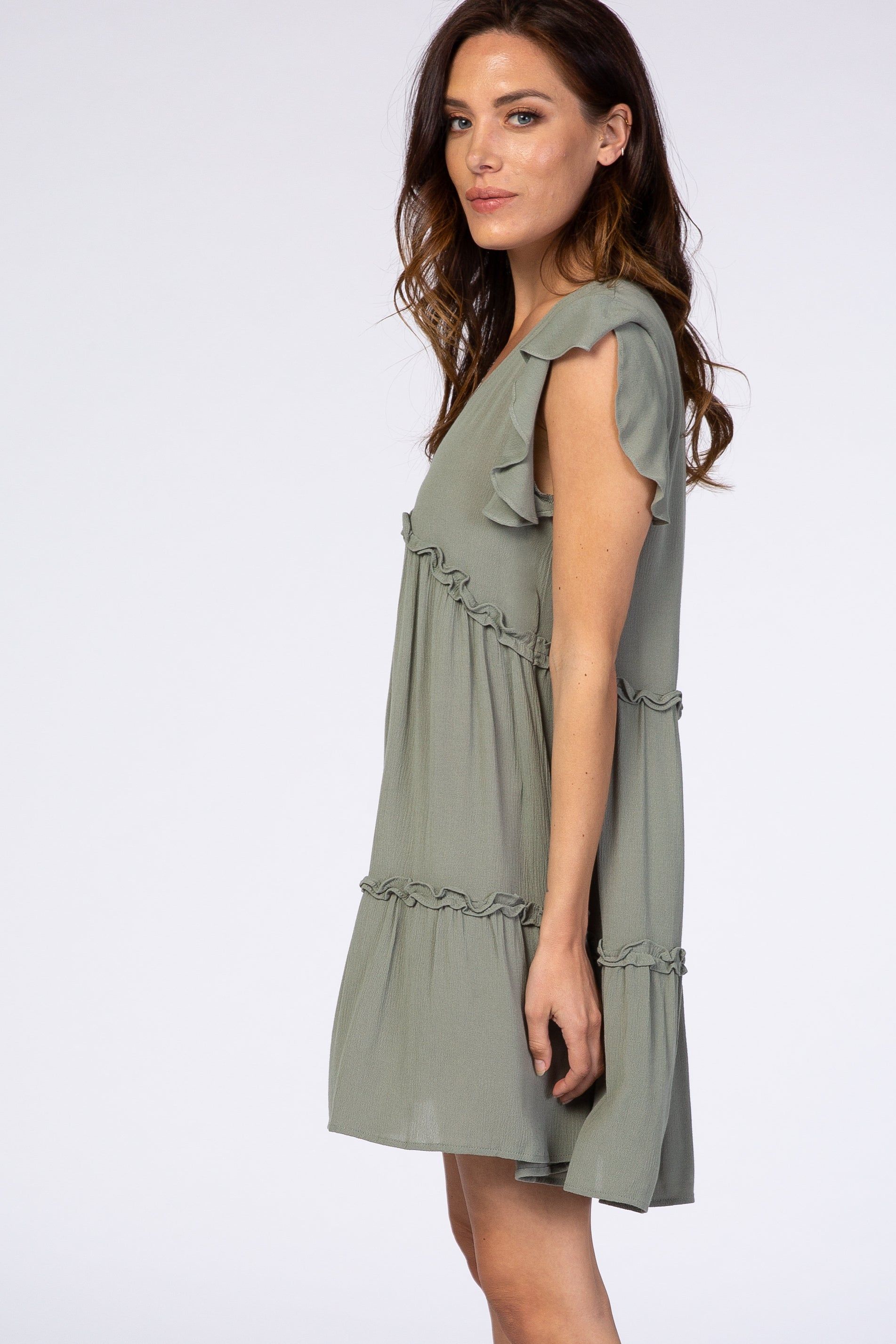 Sage Green Ruffle Mini Dress sold by Pinkblush product image thumbnail 3