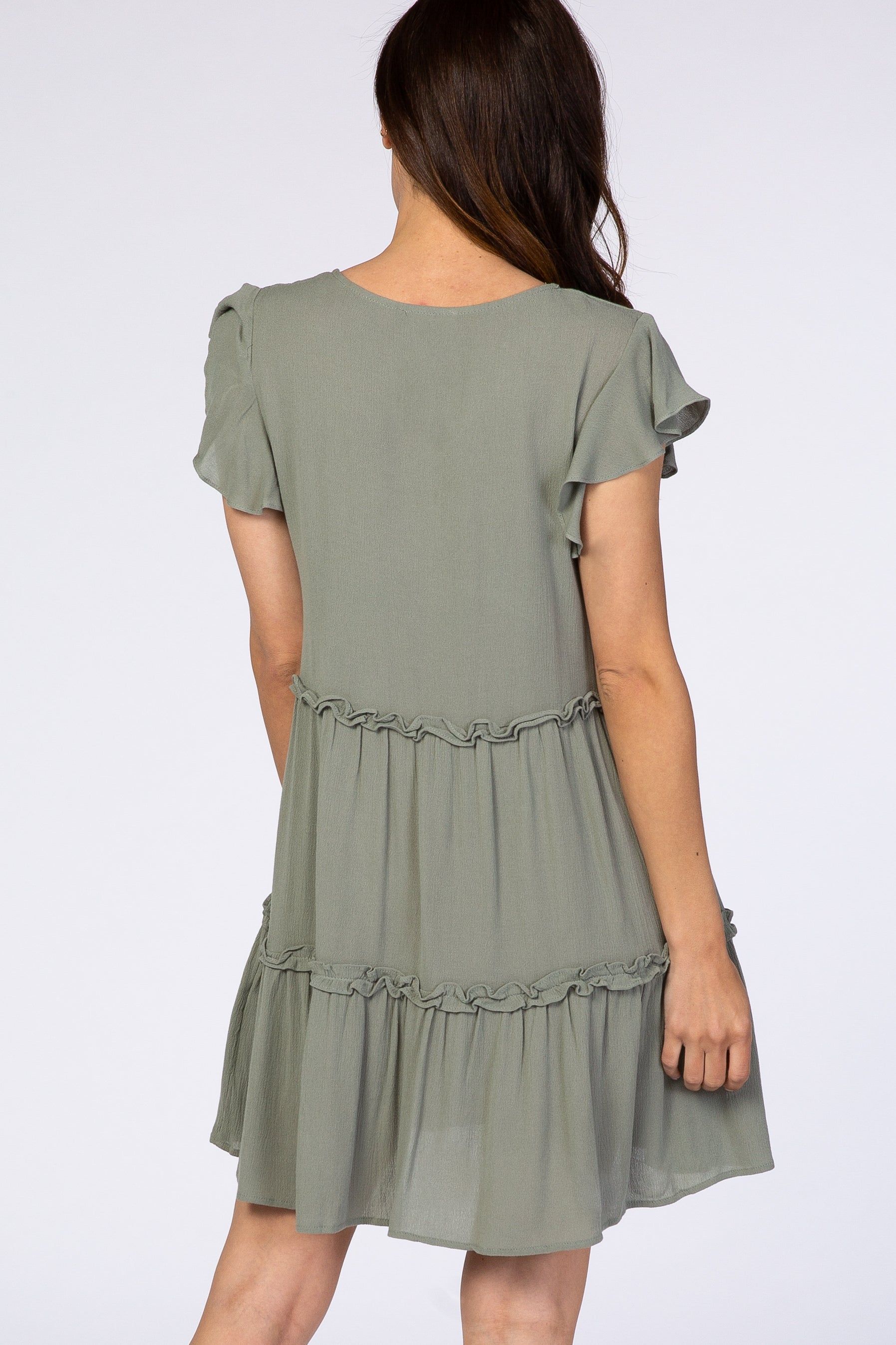 Sage Green Ruffle Mini Dress sold by Pinkblush product image thumbnail 4