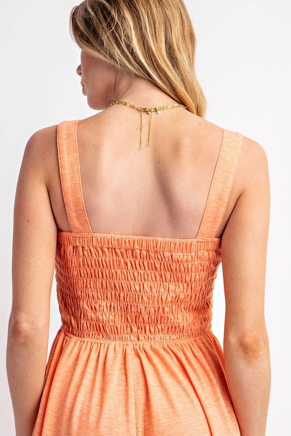 Orange Smocked Wide Leg Jumpsuit sold by Pinkblush product image thumbnail 3
