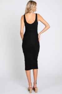 Black Textured Knit Sleeveless Midi Dress sold by Pinkblush