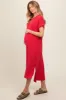 Red Ribbed Short Sleeve Maternity Midi Dress sold by Pinkblush